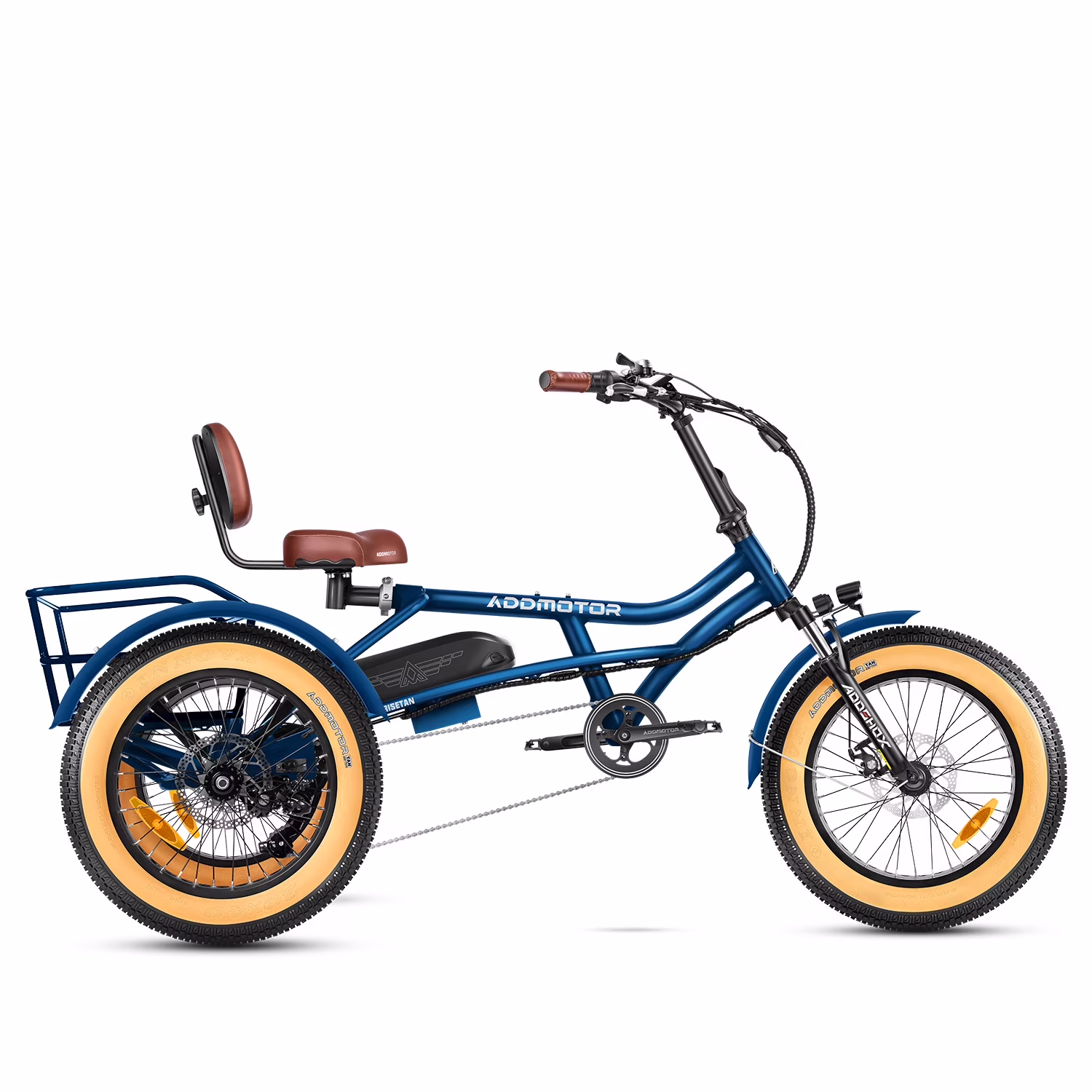 M-360II Semi-Recumbent Electric Trike, 85MI, Fat Tire 3 Wheel Electric Bike for Adults, 750W 48V 20Ah Electric Tricycle for Seniors, 20" Electric Trike with Speed Differential, Green(Standard/Green) - Image 7