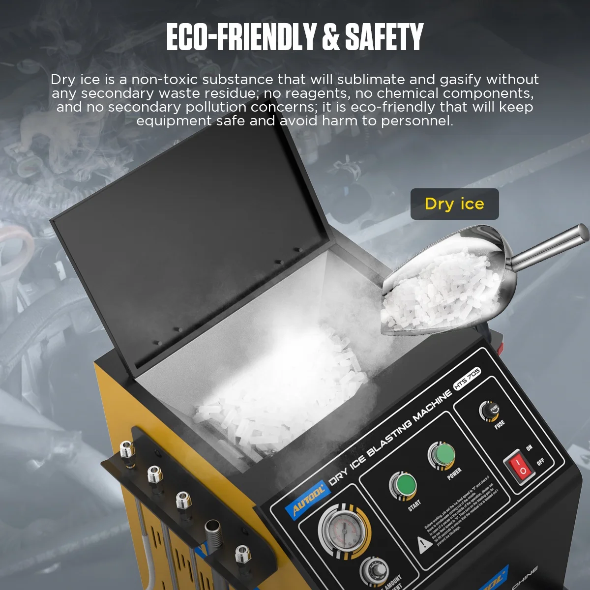 Automotive Dry Ice Cleaning Machine Car Engine Throttle Carbon Deposit Cleaner Exhaust Pipe Pressure Washer 110V/220V Dry Ice Blasting Clean Machine for All Cars, HTS705(HTS705) - Image 8