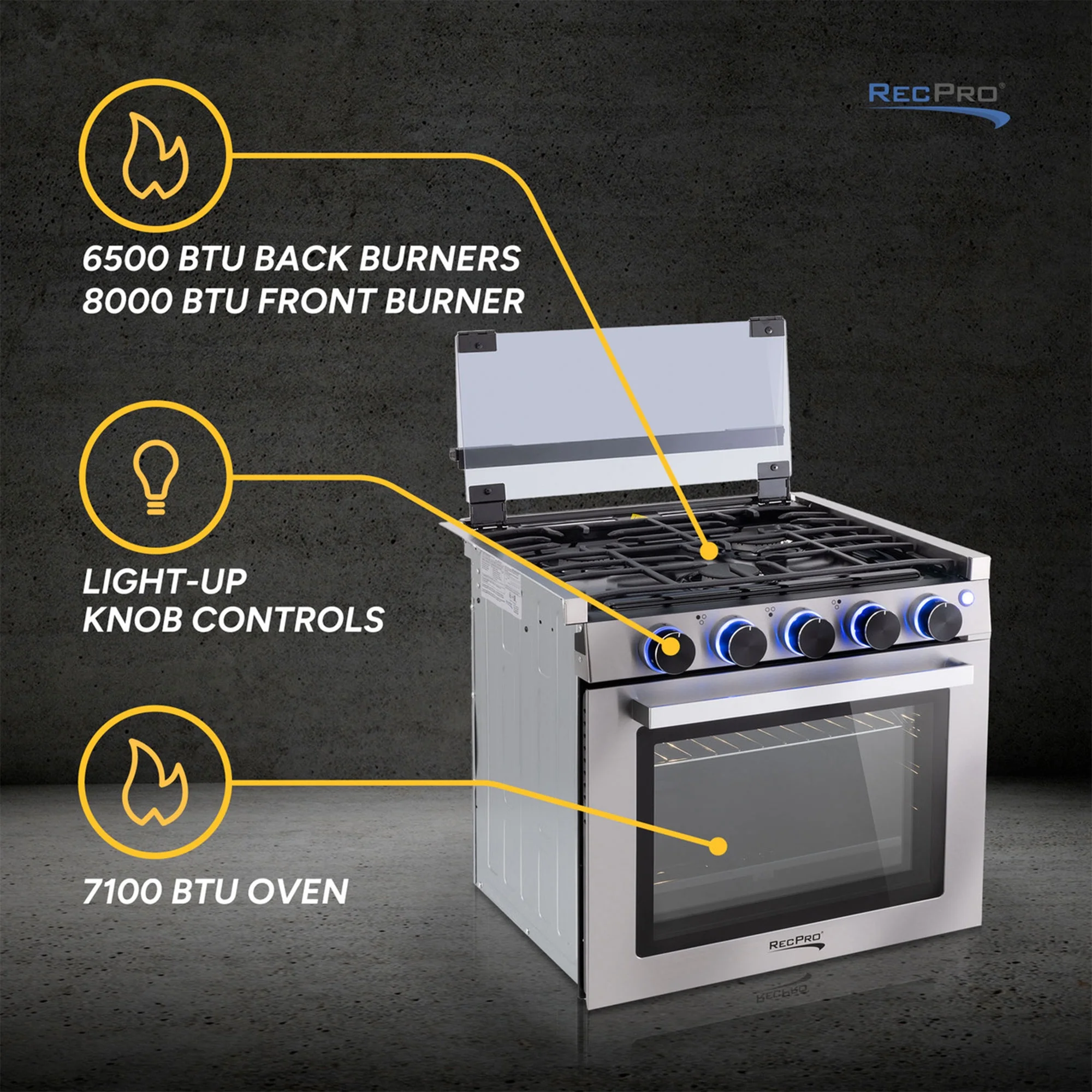 17 Inch 3 Burner Propane RV Stove Gas Range without Hood, Silver - Image 5
