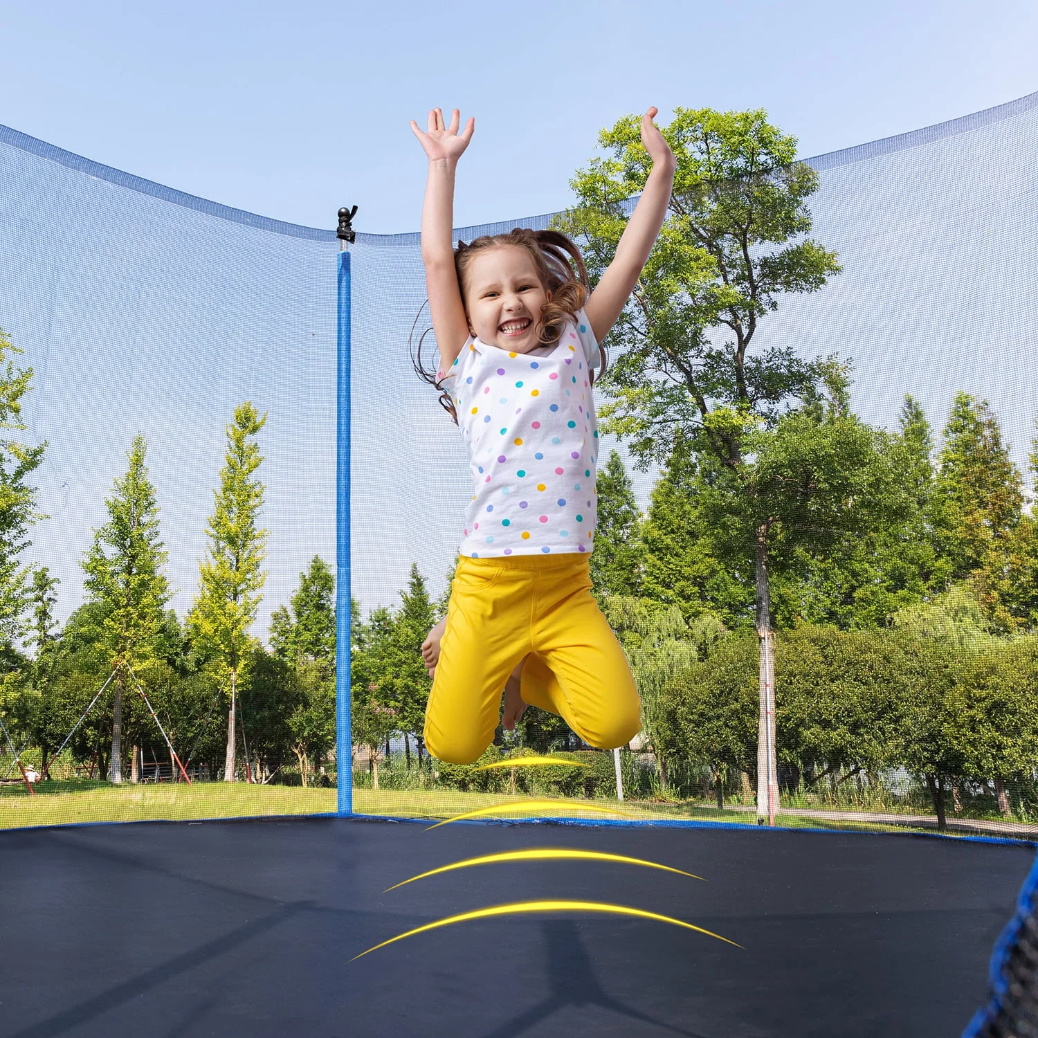 14FT Outdoor Trampoline with Safety Enclosure, Steel Tube Frame, Ladder Secure Net Heavy Duty, Blue(Round/14'/Blue) - Image 7
