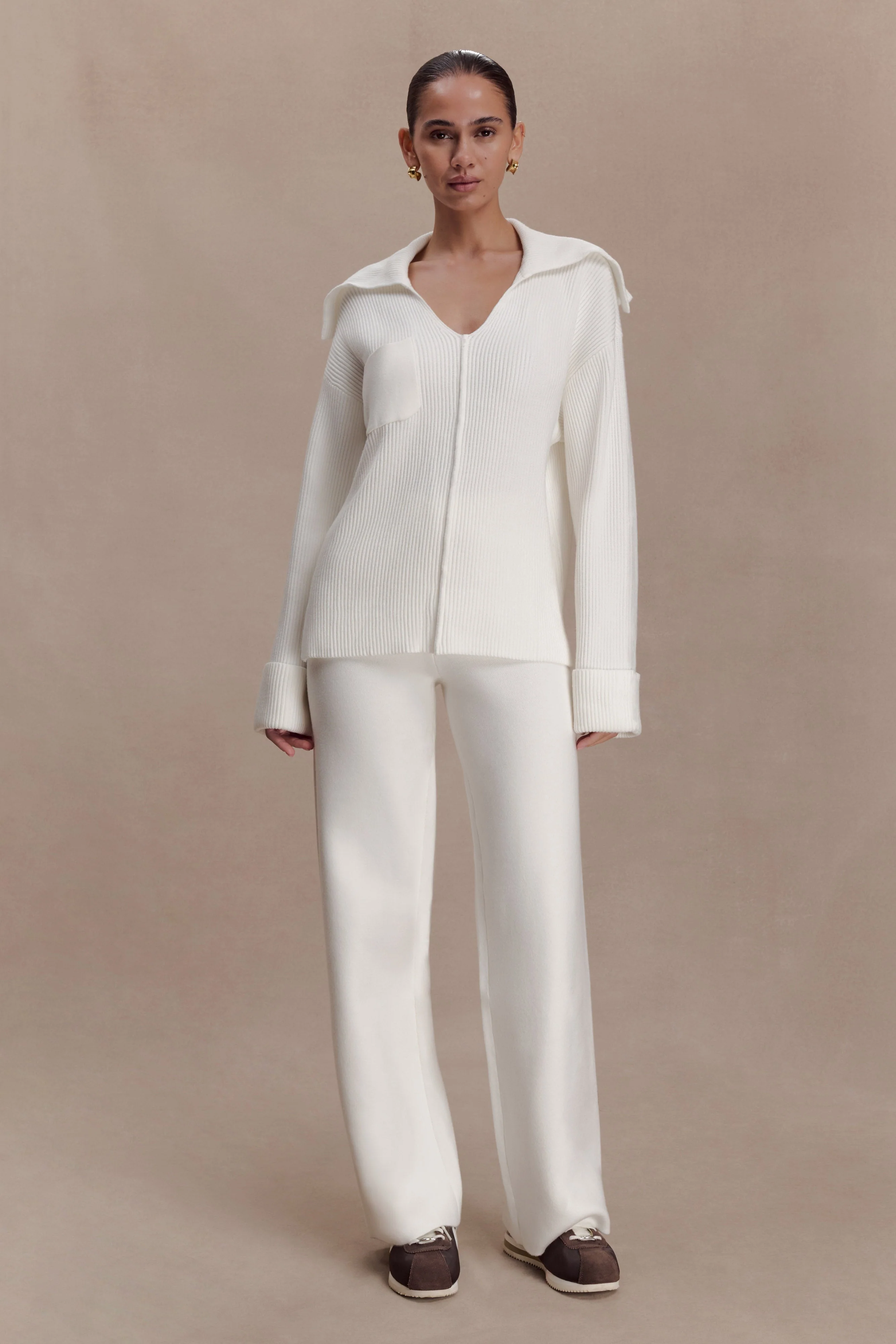 Kerrymae Straight Leg Knit Pants - Off White