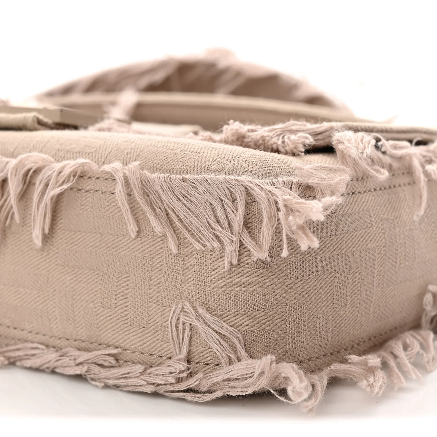 Nylon Fabric Jacquard FF Fringed Baguette Cuoio Pietra