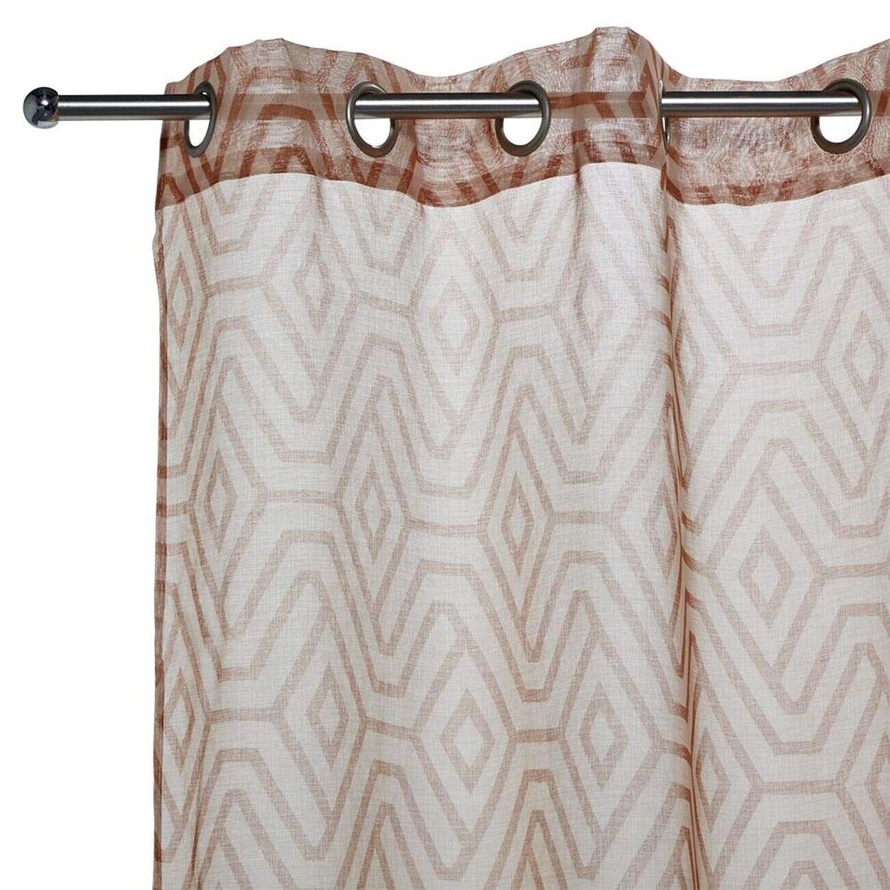 Voilage beige imprimé orange 100% polyester 140x240cm
