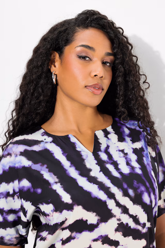 Tie-Dye Satin Front Short Sleeve Tee