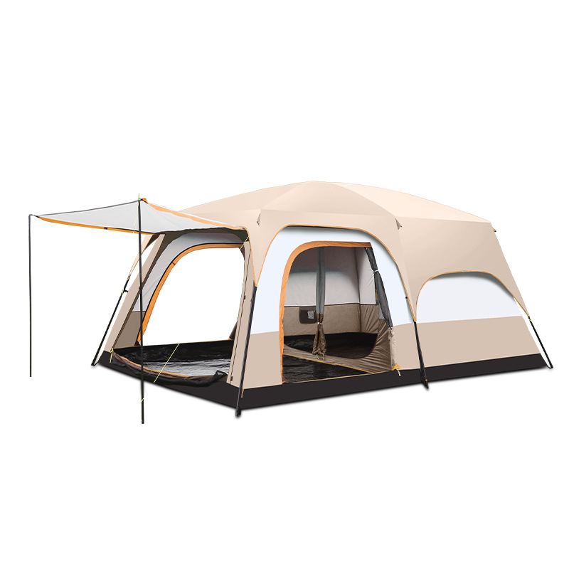 Summer Outdoor Portable Two-Room One-Hall 6-8 Person Family Camping Sunscreen Rainproof Cabin Tent with Porch for Outdoor Hiking