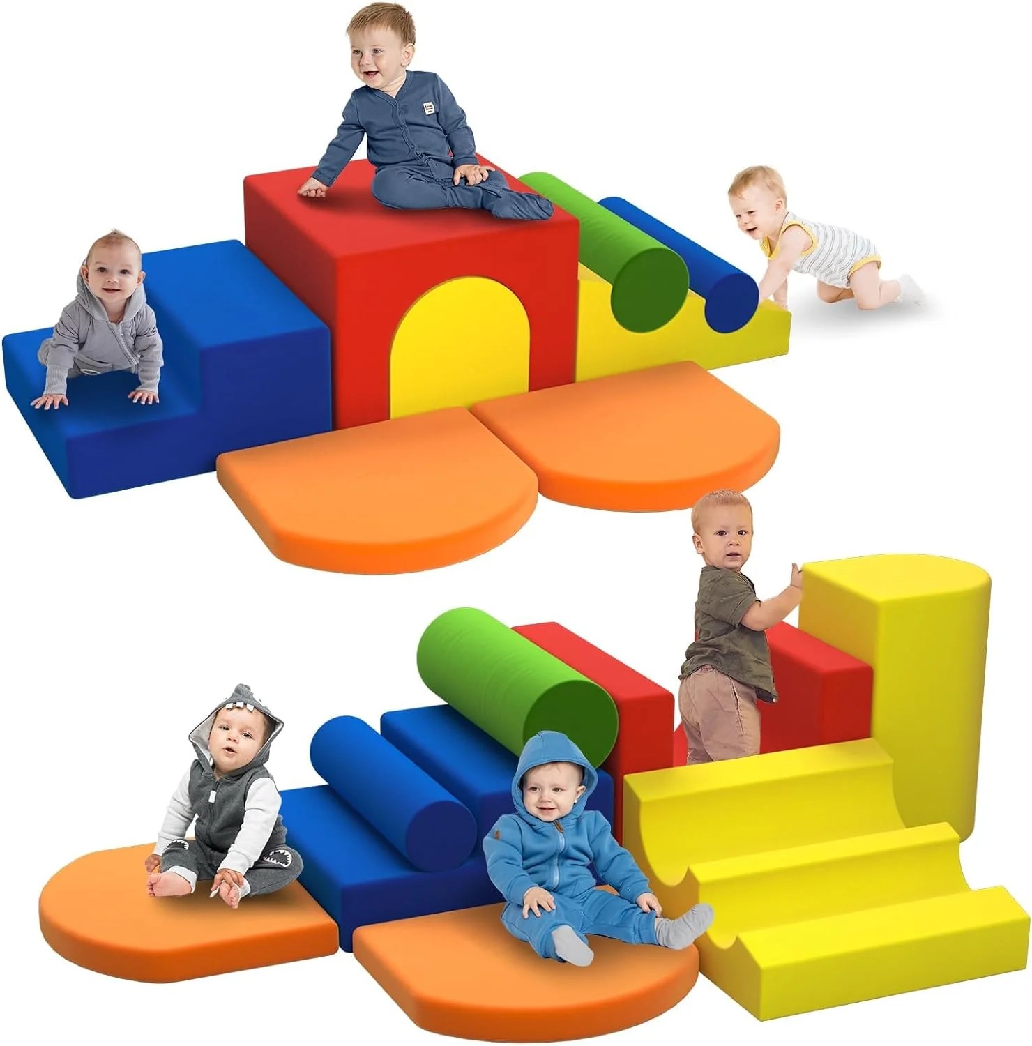 Toddler Climbing Toys Indoor, 9-Piece Colourful Foam Climbing Blocks for Toddlers, Soft Play Climbing for Toddlers, Inside Crawling & Sliding Foam Climbing Play Blocks for Toddlers