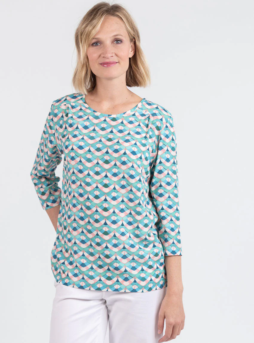 Blouse femme imprimée en viscose vert