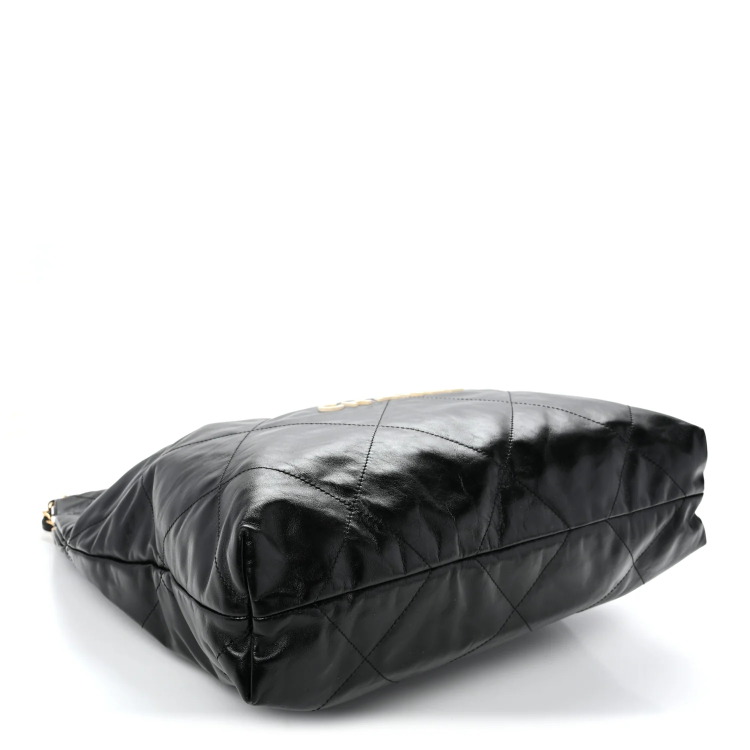 Shiny Calfskin Quilted Large Chanel 22 Black