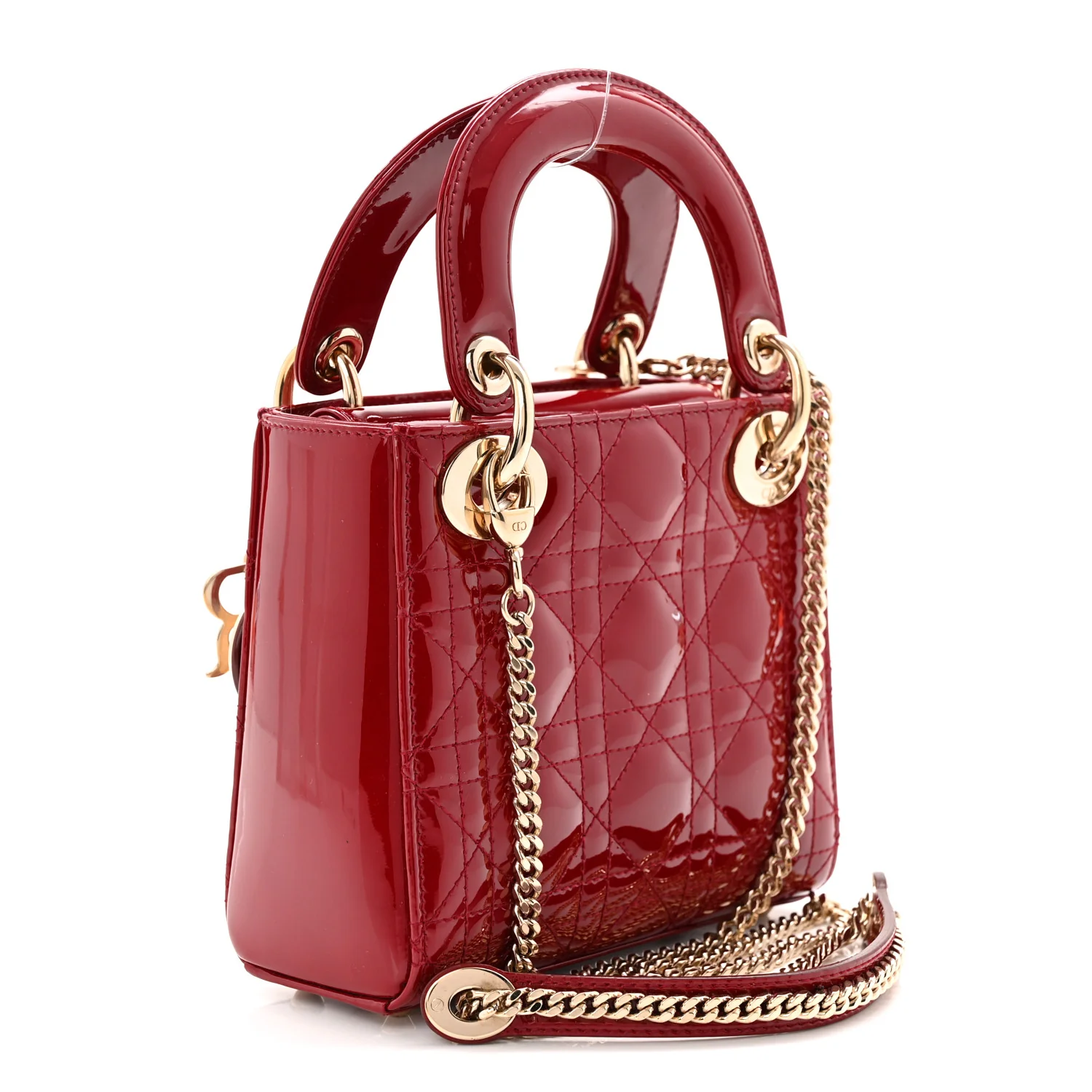 Patent Cannage Mini Lady Dior Red