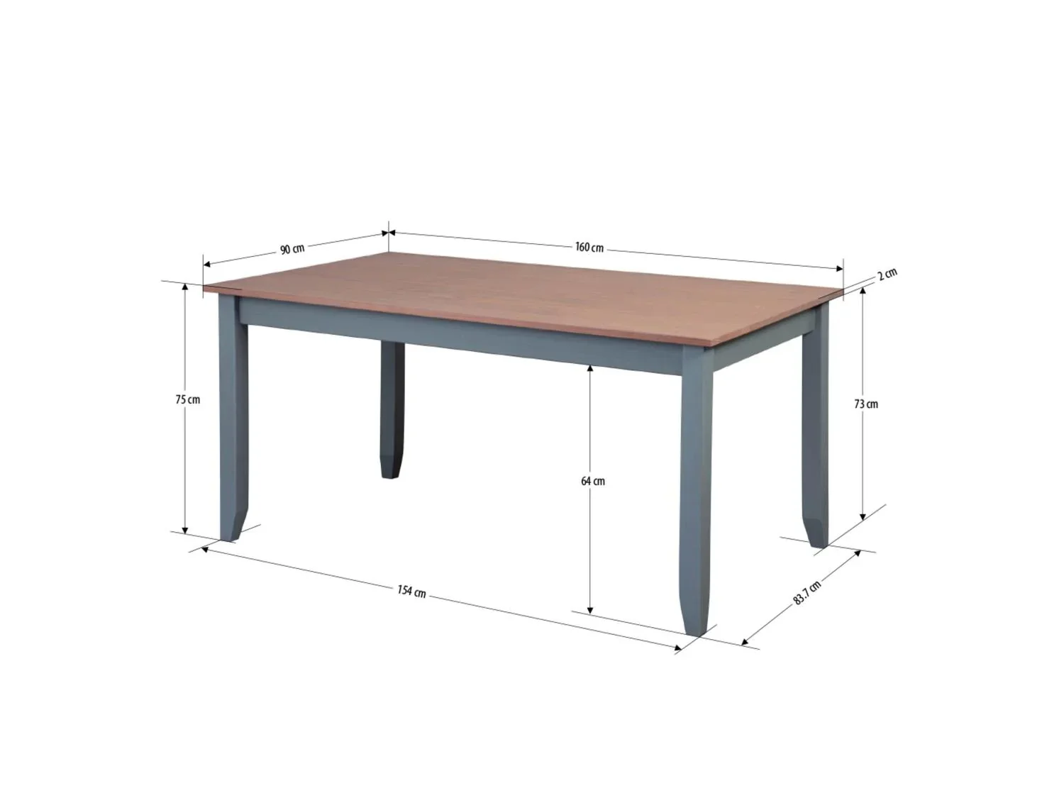 Inter Link Table de salle  manger Westerland, 160 x 90 x 75 cm