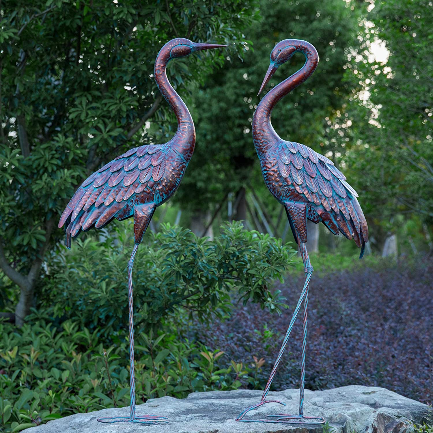Kircust Garden Crane Statues Patina Heron Decoy 48 inch Garden Statue (2 Count)