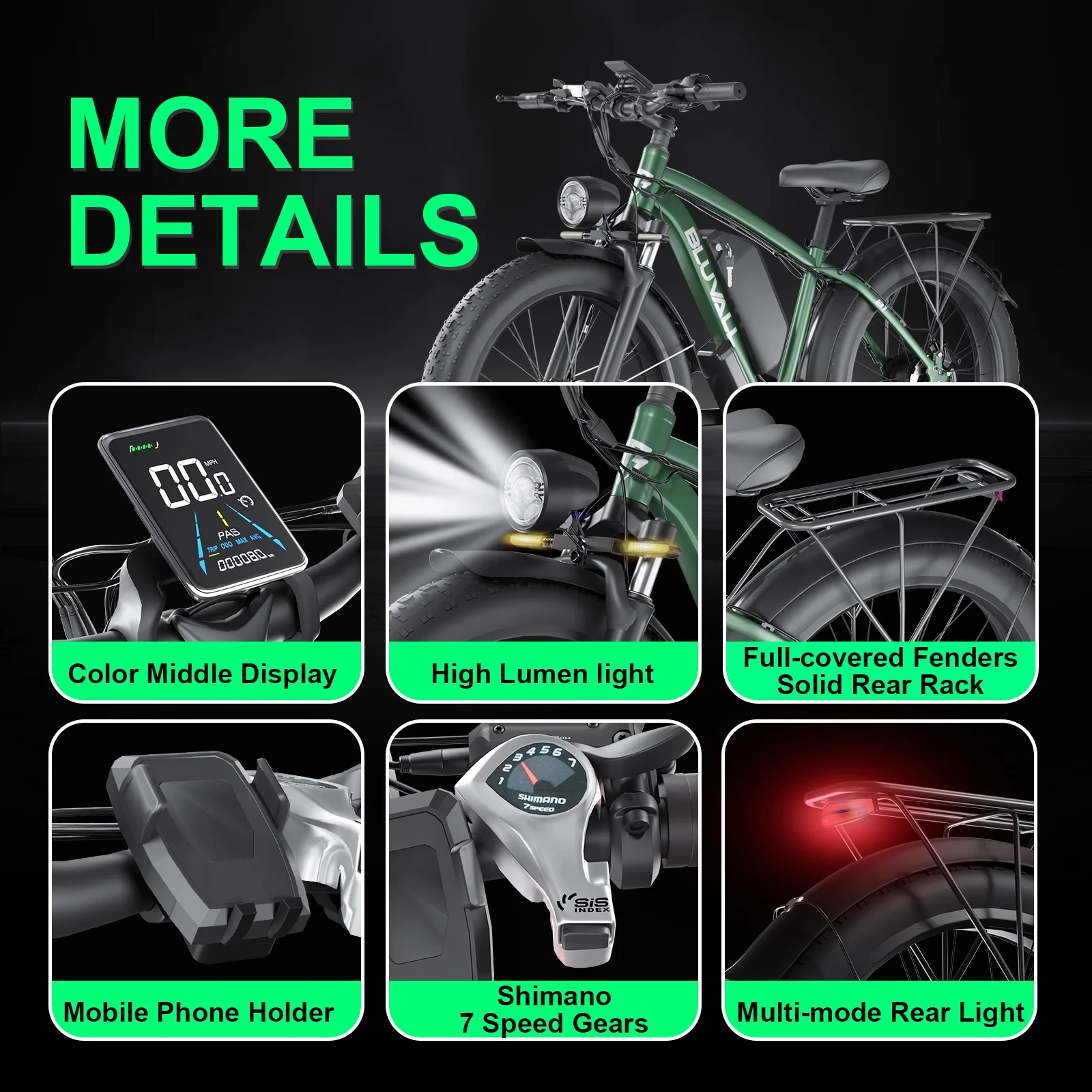 Ebike for Adults, 2000W 26" Fat Tire Electric Bike, 35MPH AWD Dual Motor Mountain Ebike, 48V 22.4AH Battery Dual Hydraulic Brakes - Image 2