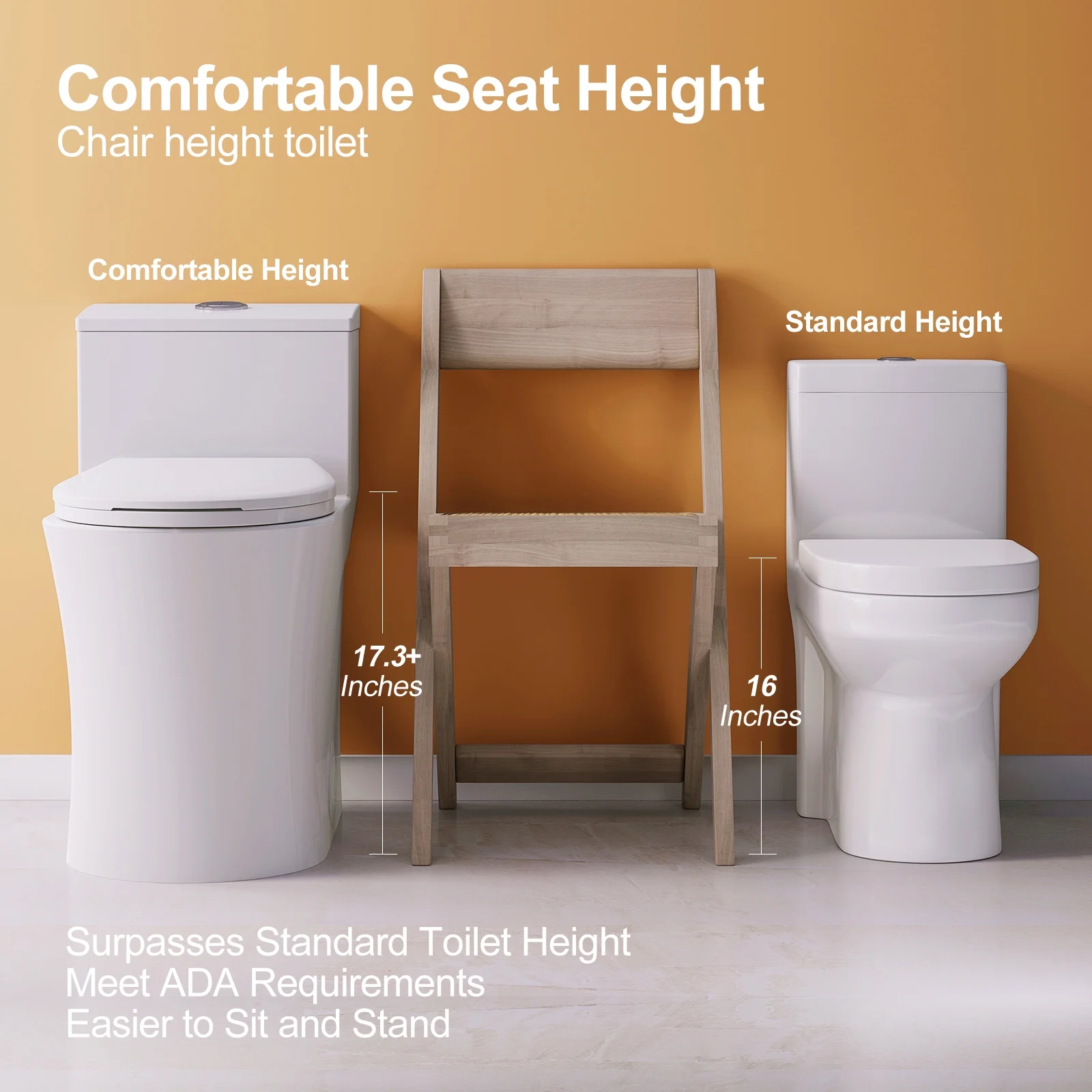 Compact One Piece Toilet with Comfort Seat ADA Height 17.3" Elongated Dual Flush 0.8/1.28 GPF(12 Rough-In/White with Chrome Button) - Image 10