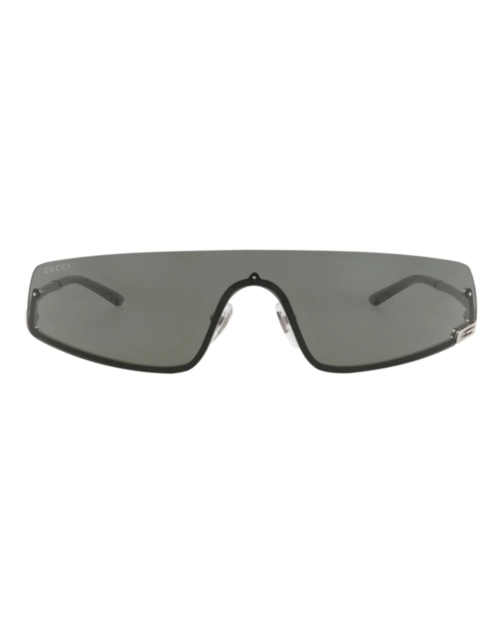Gucci 99mm Shield Wrap Sunglasses White White Grey Gucci Gg2011s White Male Wrap Sunglasses | Eyewear Index main image 2