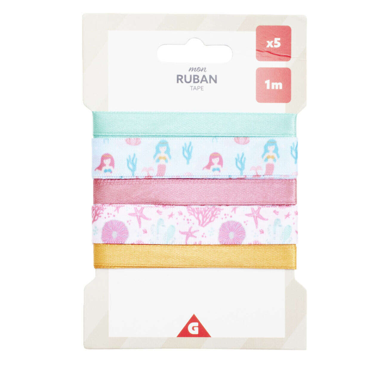 Ruban tissu 5 pièces design enfantin et coloré 1m