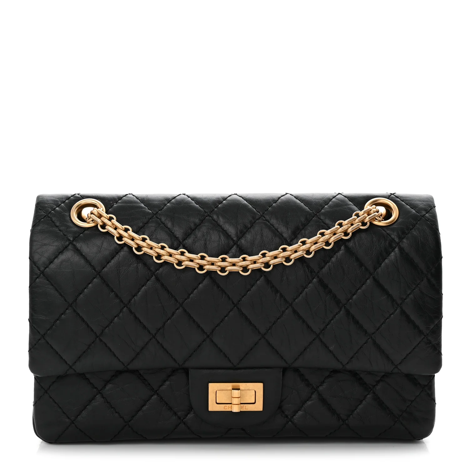 Aged Calfskin Quilted 2.55 Reissue 225 Flap Black