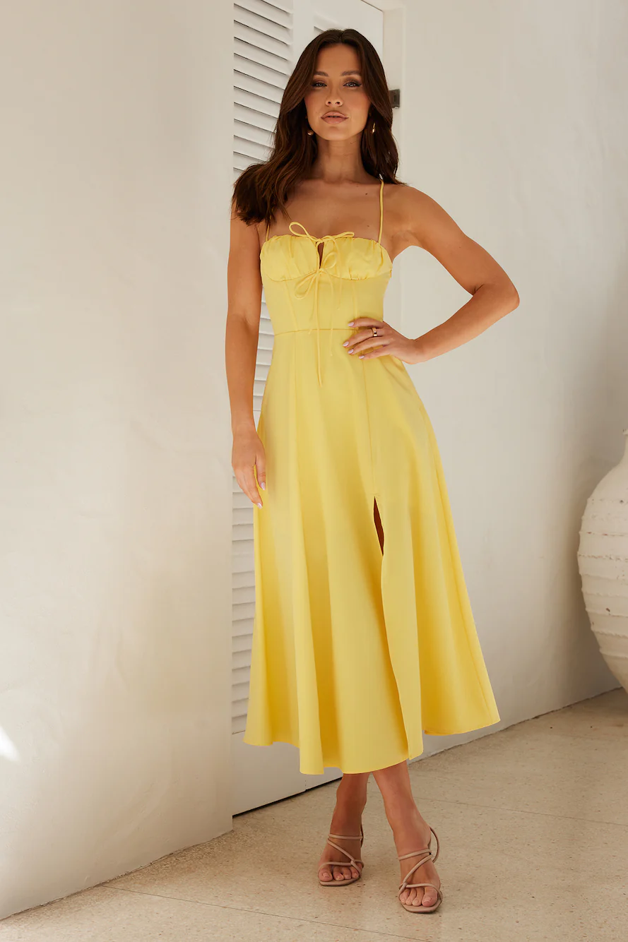 Ocean Horizon Midi Dress Yellow