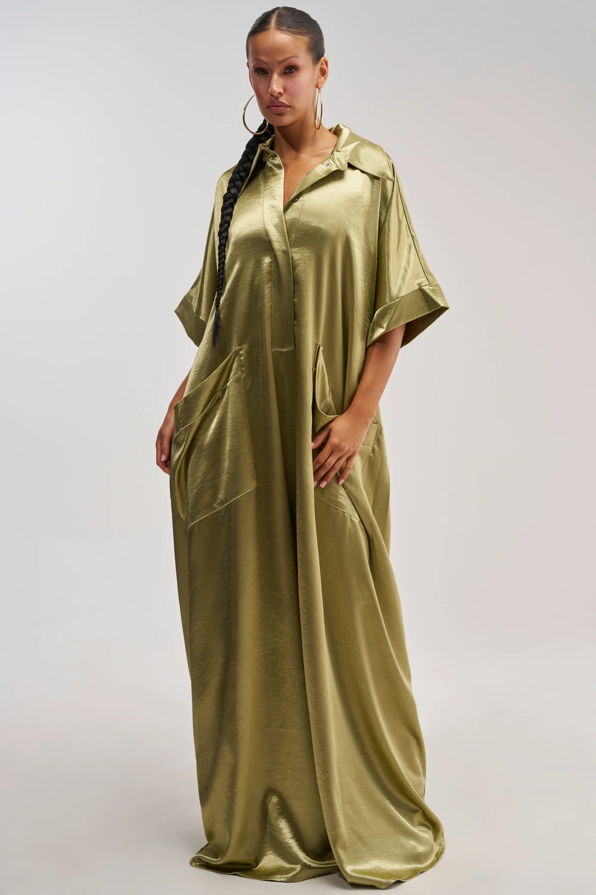 SHE'S RICH OVERSIZED JUMPSUIT IN OLIVE - Akira Store