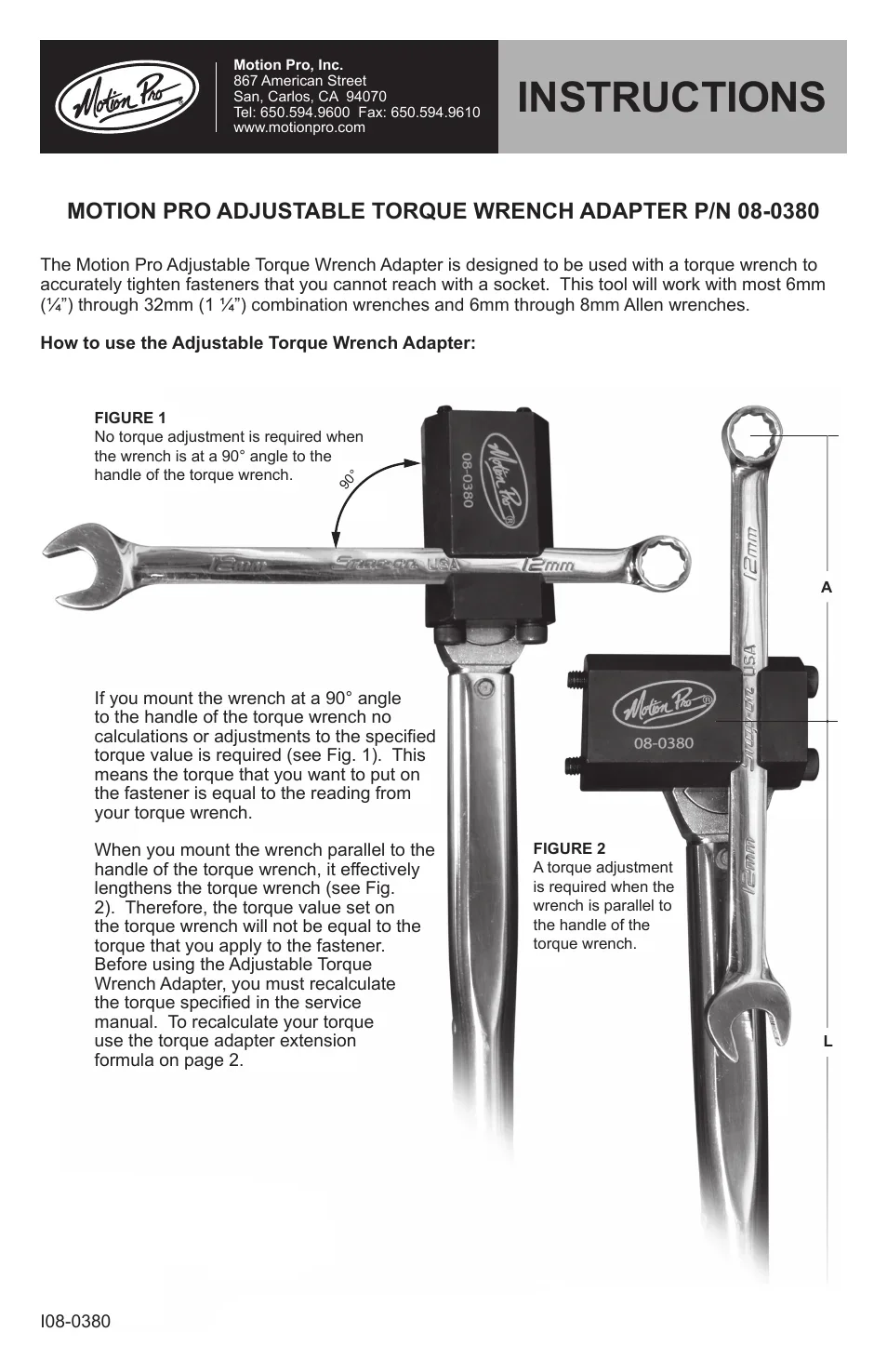 Motion Pro Adjustable Torque Wrench Adapter (08-0380)
