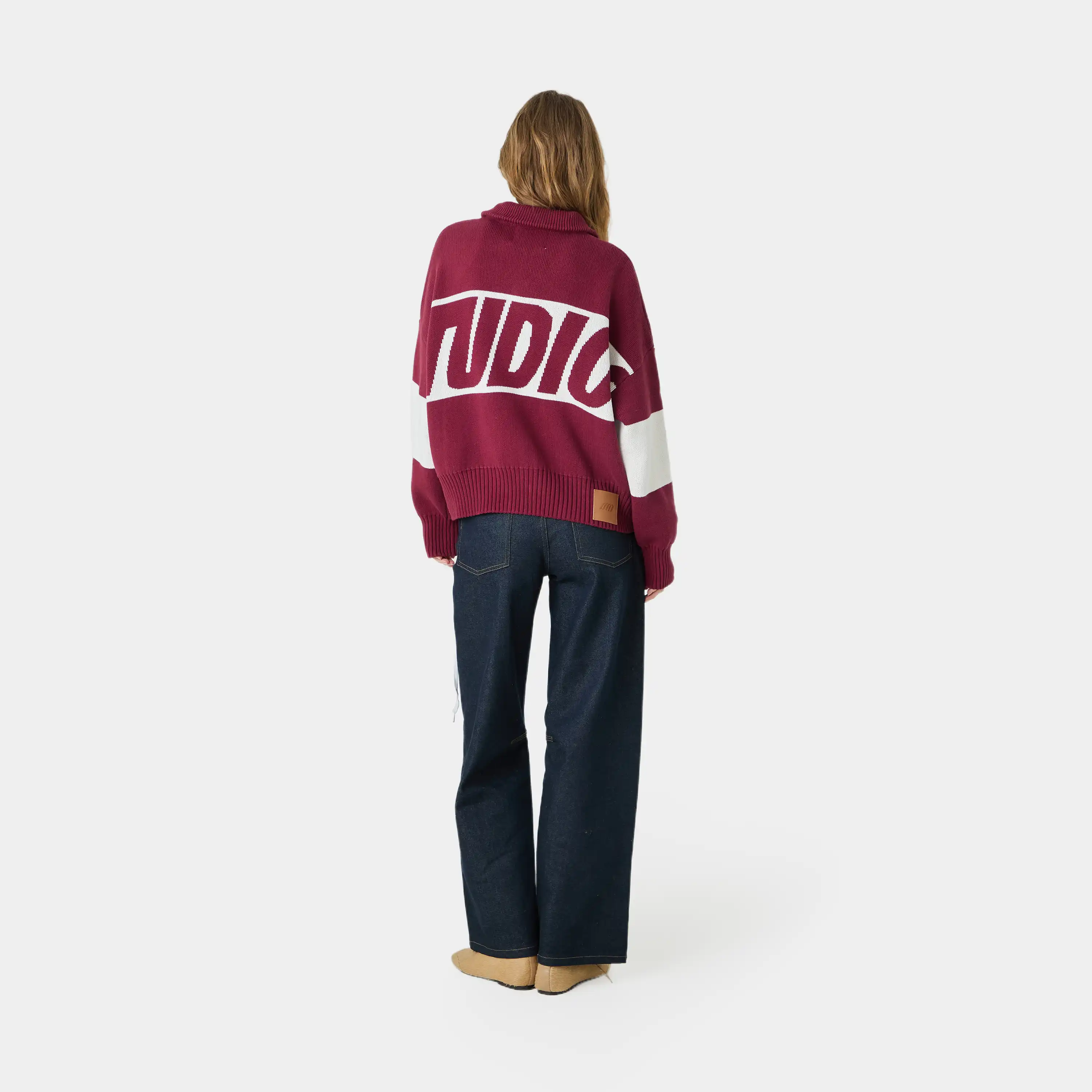 Thrill Burgundy Zipper Knit
