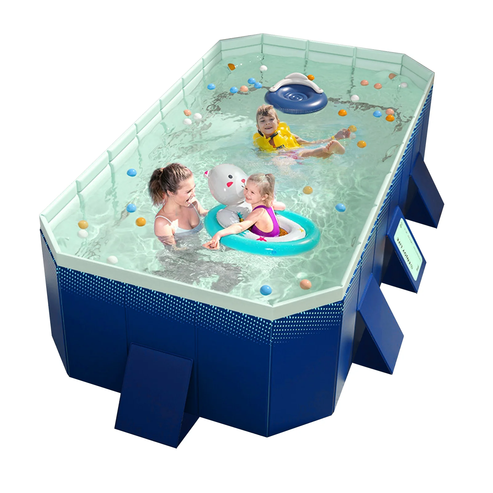 Foldable Swimming Pool, Installation-free Portable Kids Swimming Pool, Collapsible Inflatable-Free Large Pool, for Adult Puppy Garden Patio(Blue 1 Set) - Image 6