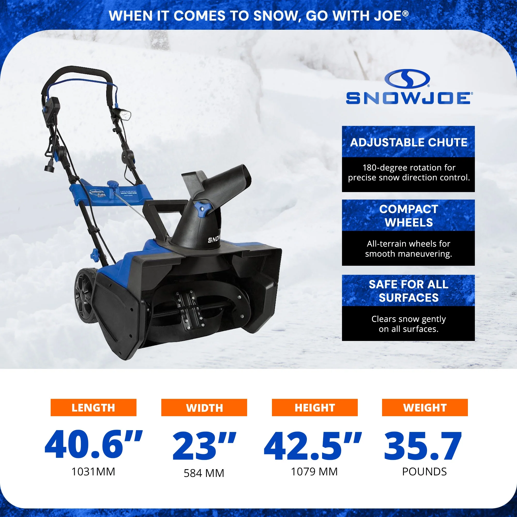 Ultra 15 Amp Electric Snow Thrower Shovelution Snow Shovel Combo - Image 3