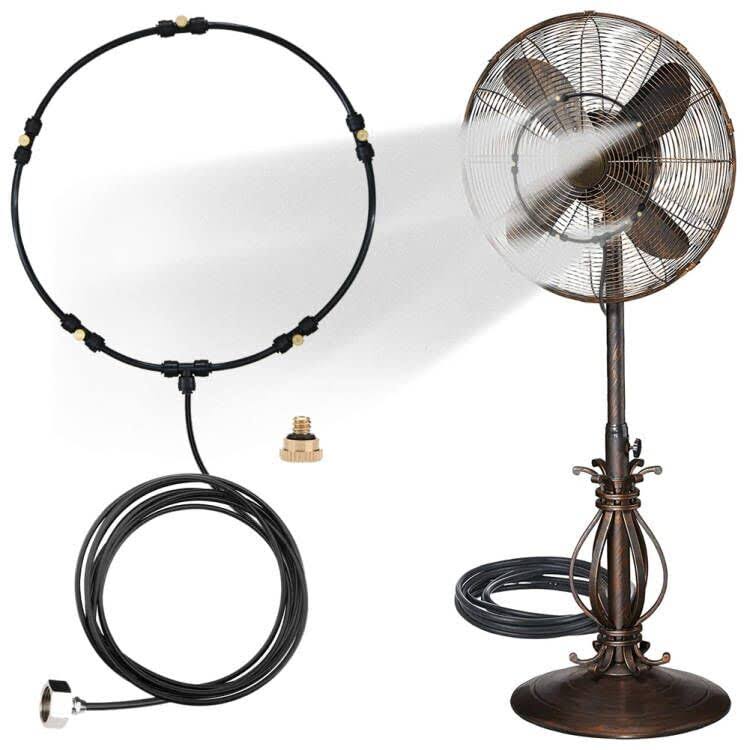 Outdoor Misting Fan Kit for A Cool Patio Breeze, Water Mister Spray for Cooling Outdoor, 19.36FT (5.9m) Misting Line + 5 Brass Mist Nozzles + A Brass