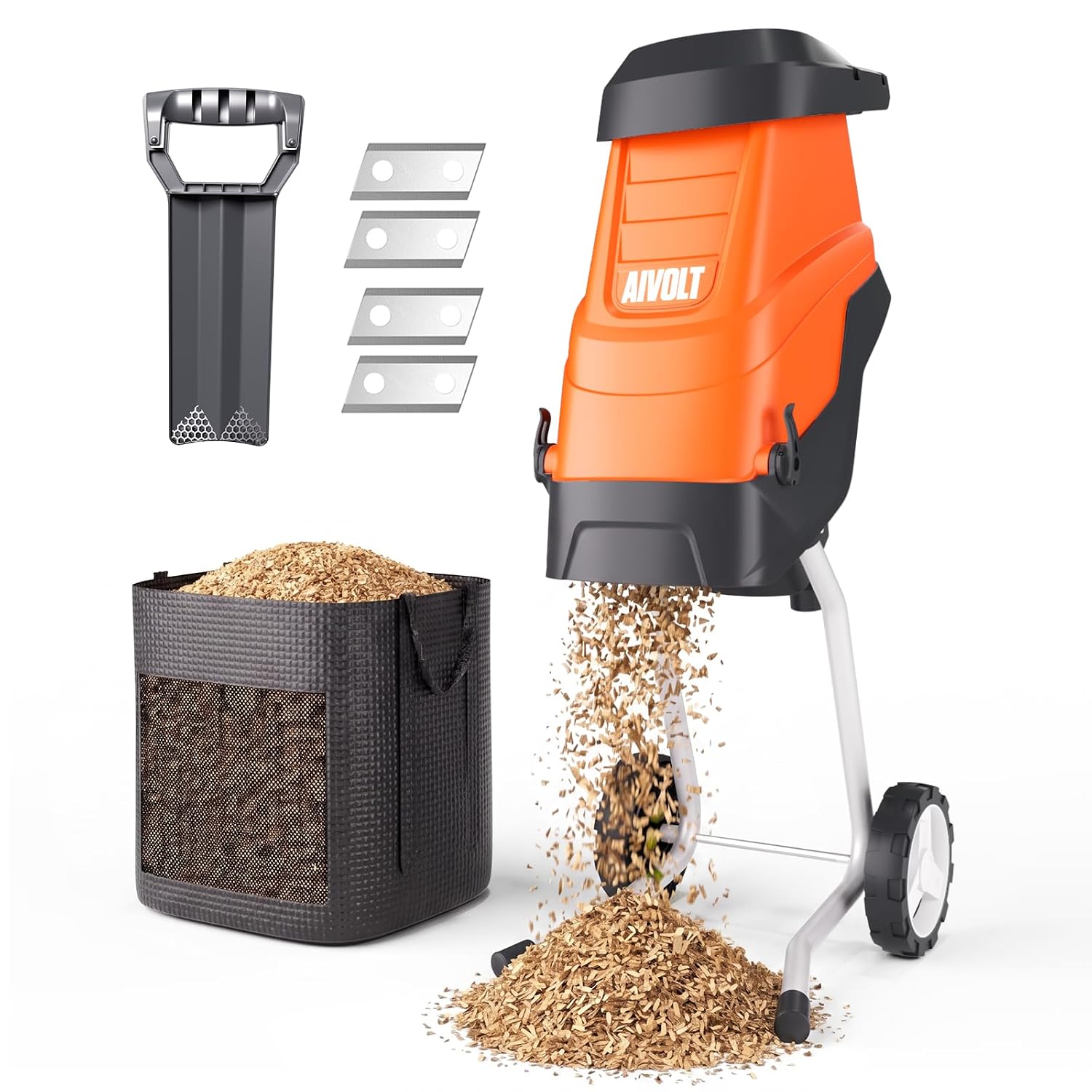 AIVOLT Electric Wood Chipper & Shredder 15-Amp 1.8" Cutting Diameter