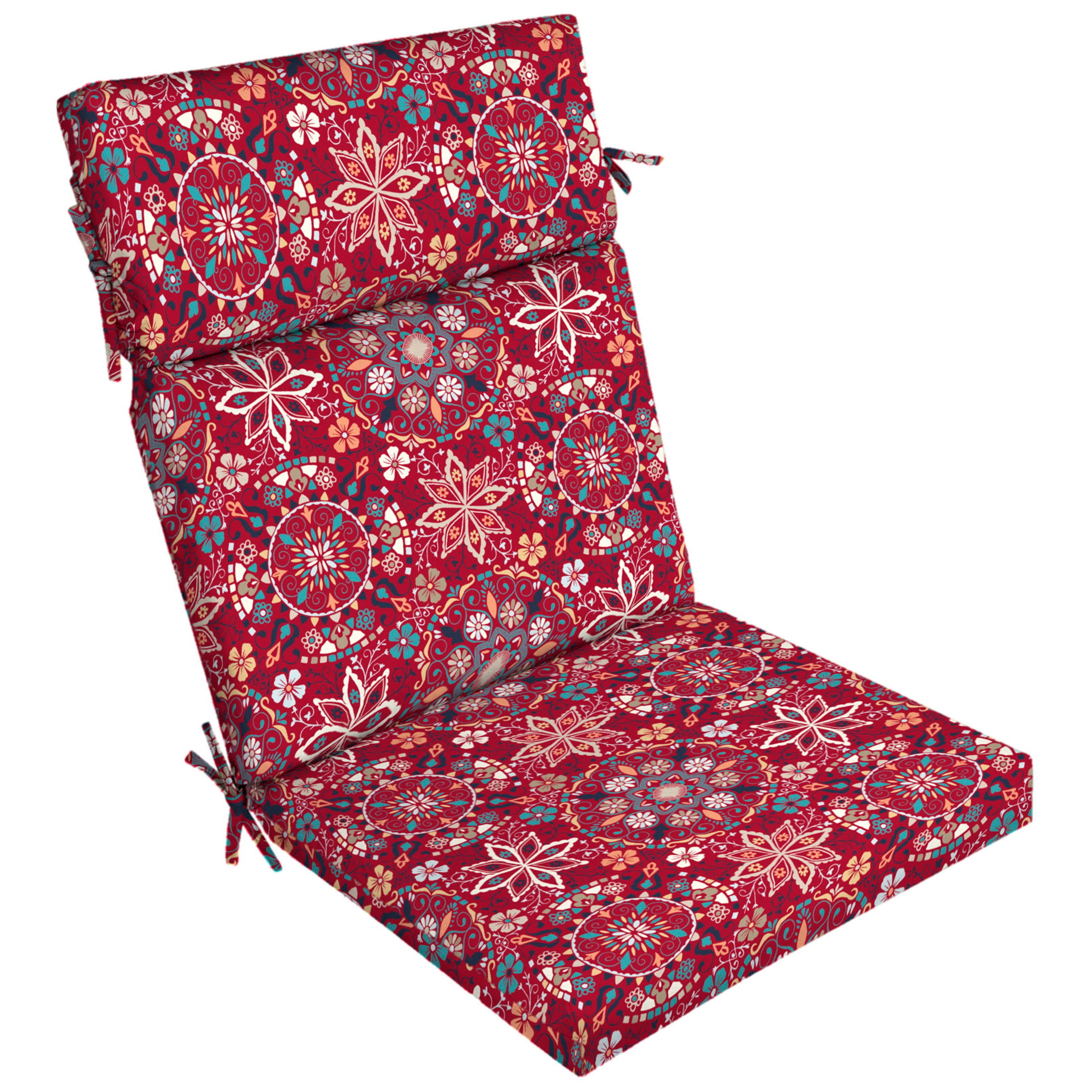 Better Homes & Gardens Red Medallion 44 x 21 in. Outdoor Dining Chair Cushion with EnviroGuard, Size: 44 inchLarge x 21 inchw x 4.5 inchh