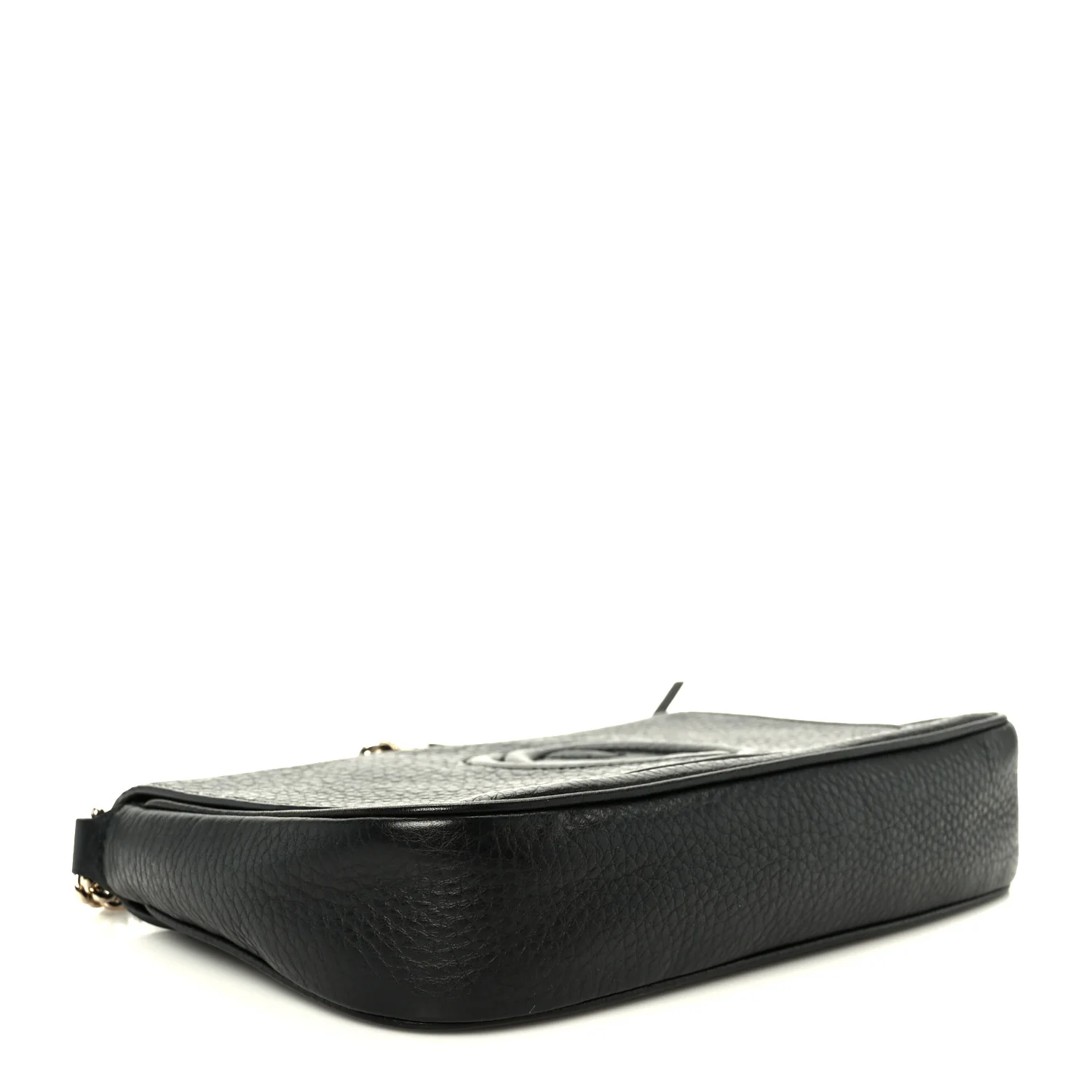 Pebbled Calfskin Medium Soho Flap Crossbody Black