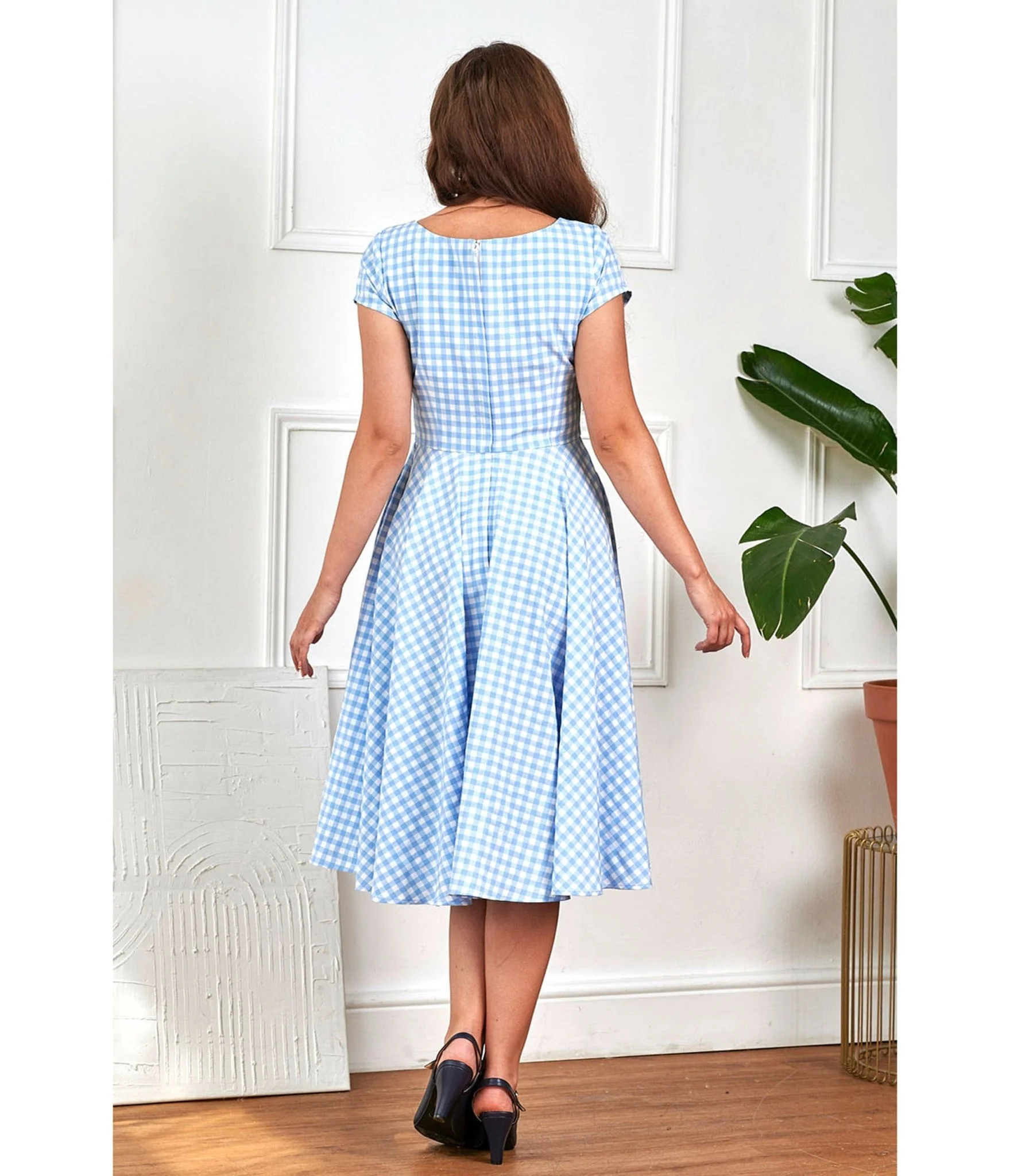 Banned Sky Blue Gingham Lola Swing Dress
