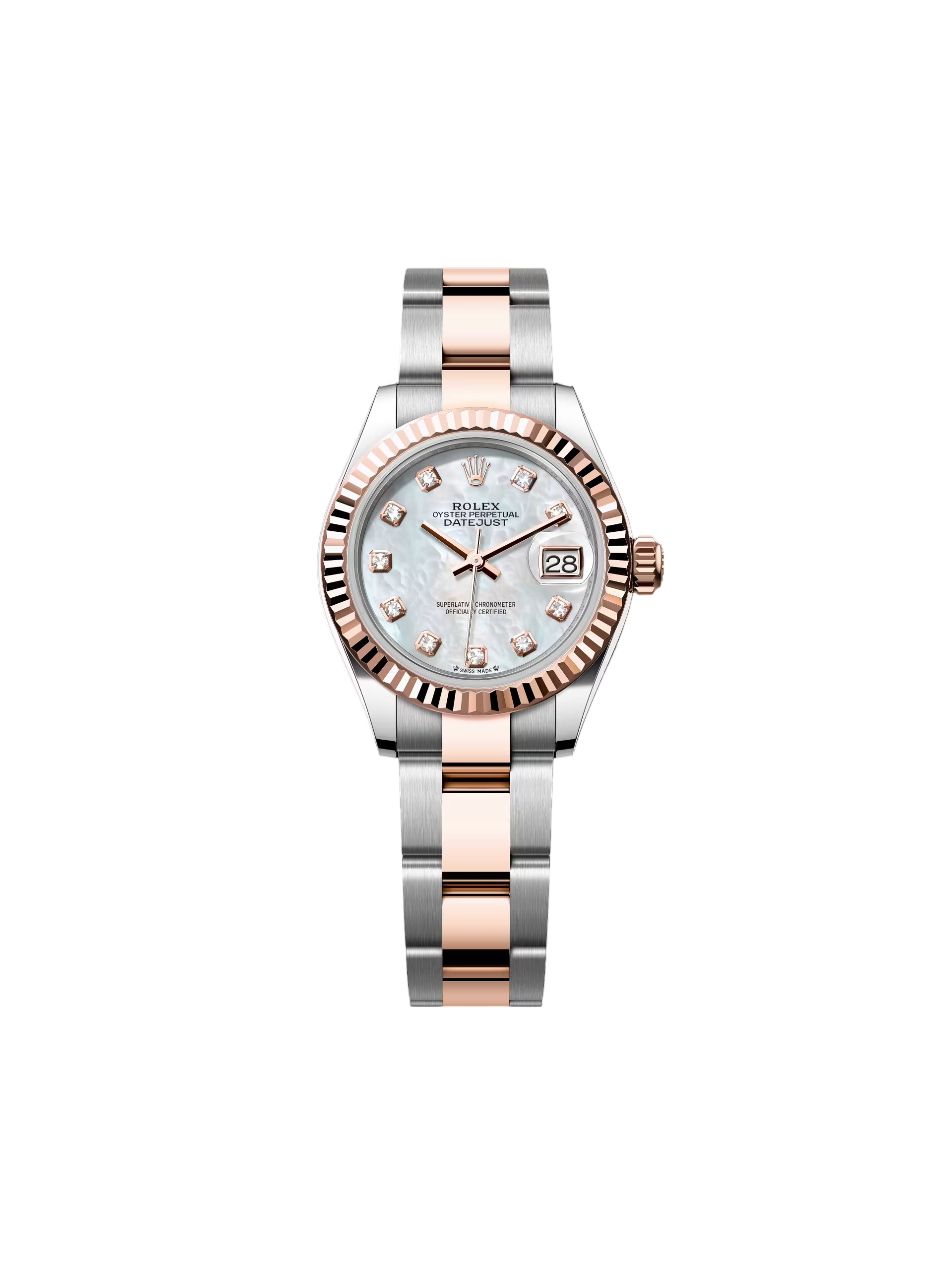 【Super Clone】RLX Lady-Datejust 28mm 279171 White Mother Of Pearl Diamond Oyster Stainless Steel and Rose Gold