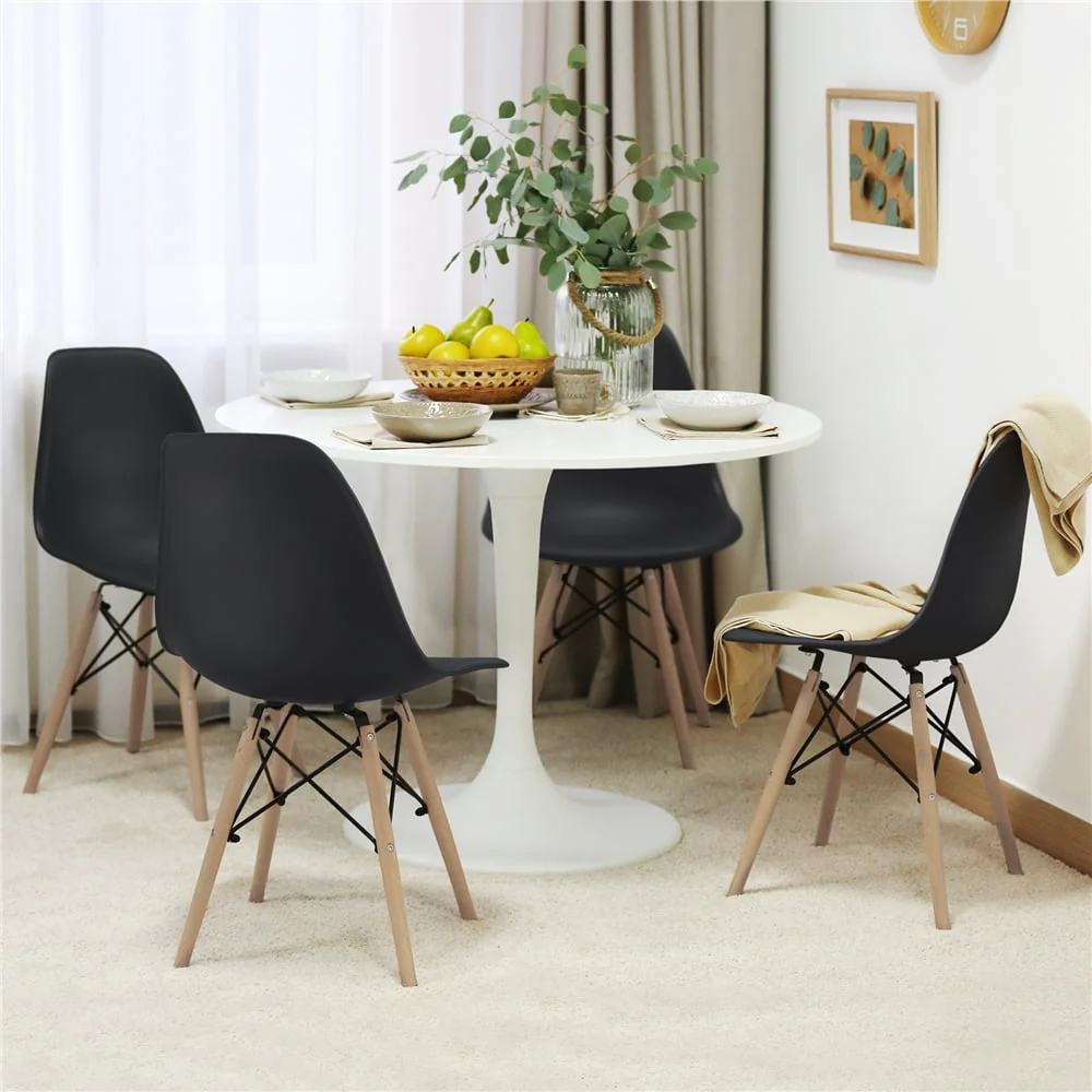 Set of 4 Modern Style Dining Chairs for Kitchen Dining Room, Black(Black) Image 7