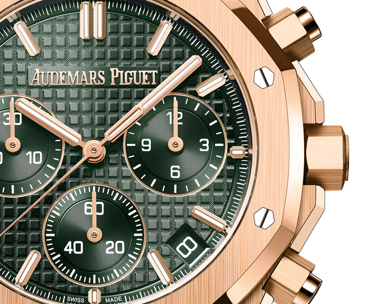 【Super Clone】Audemars Piguet ROYAL OAK Pink Gold Khaki Green Dial CHRONOGRAPH 41mm 26240OR.OO.1320OR.08