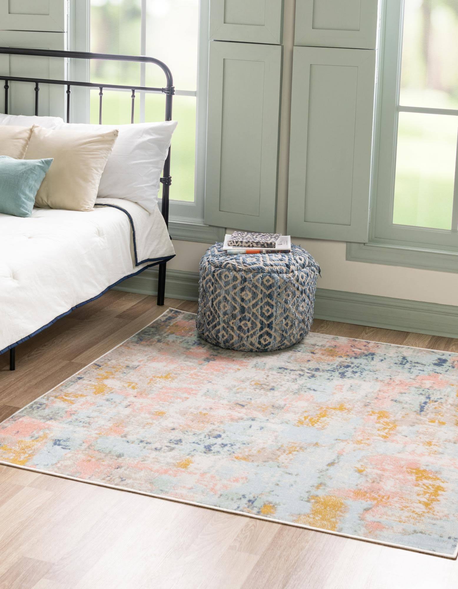 Unique Loom Lotus 6 ft Square Multi Abstract Area Rug