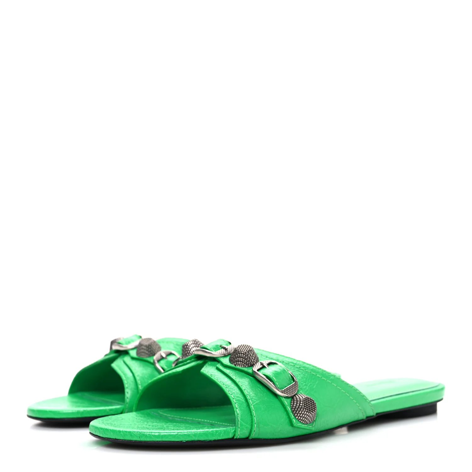 Agneau Arena Cagole Flat Slide Sandals 37 Vivid Green