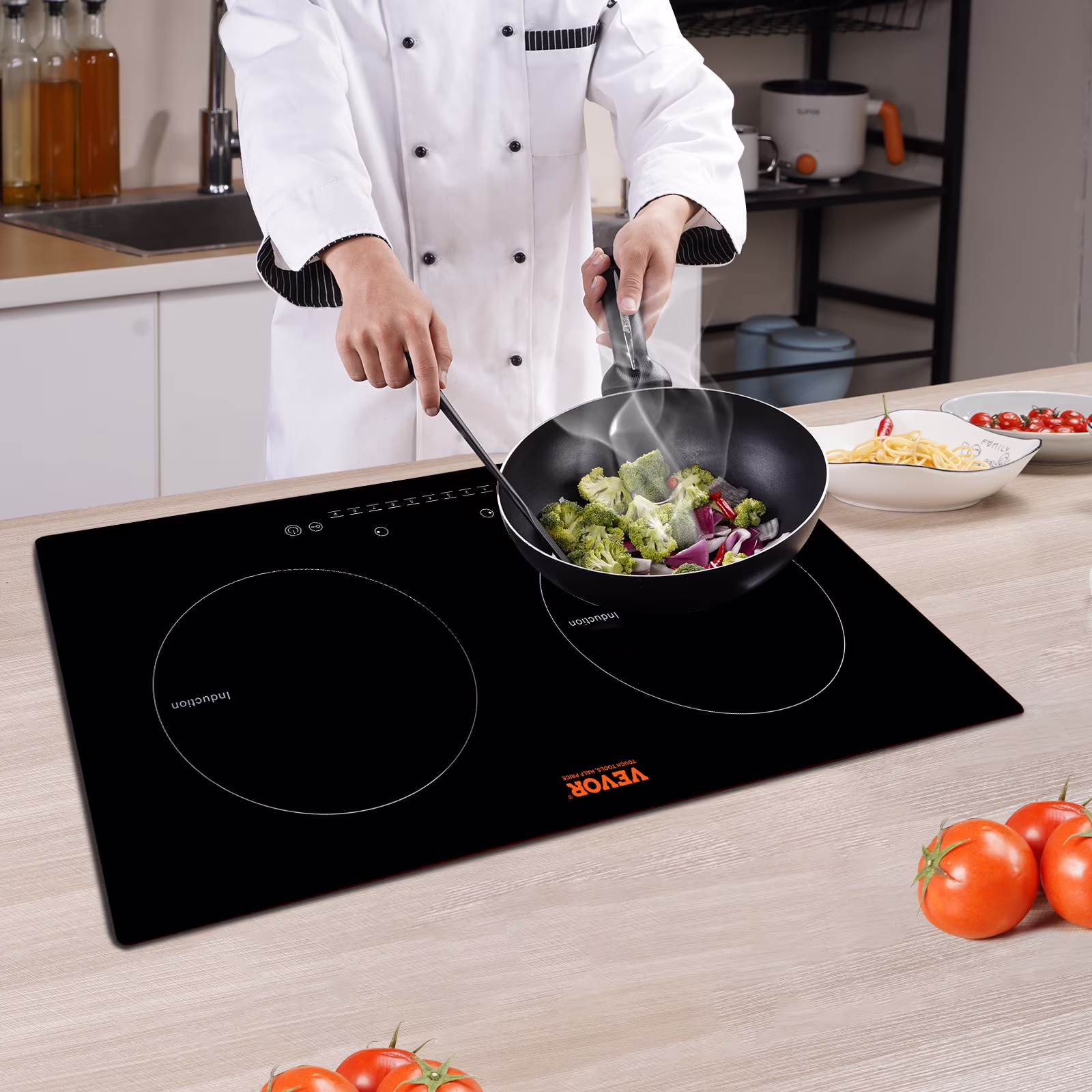 24 inch Electric Cooktop 2 Burners Ceramic Glass Stove Top Touch Control(24"/2 Burners/1800W)
