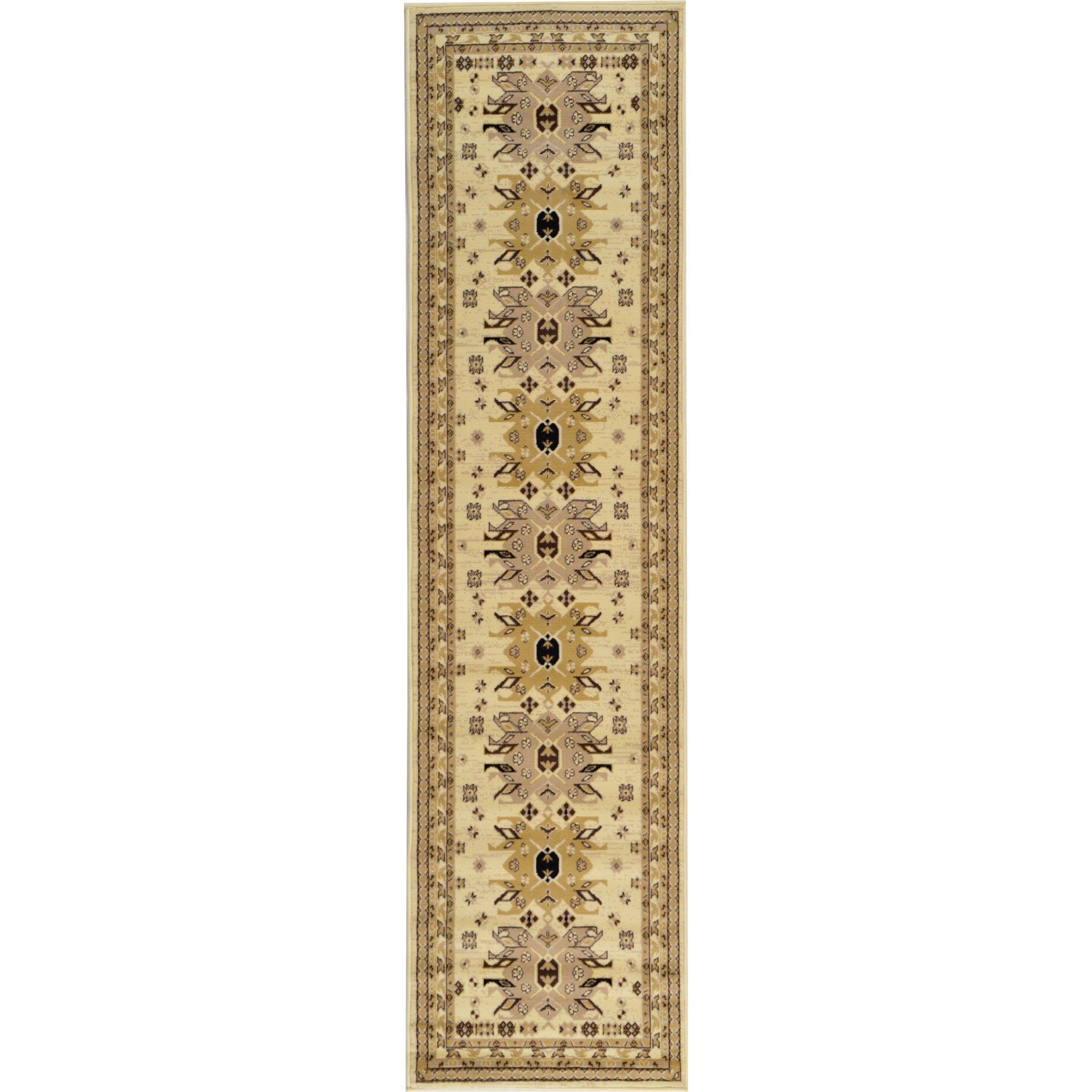 Unique Loom Taftan Ivory 10 ft Runner Area Rug
