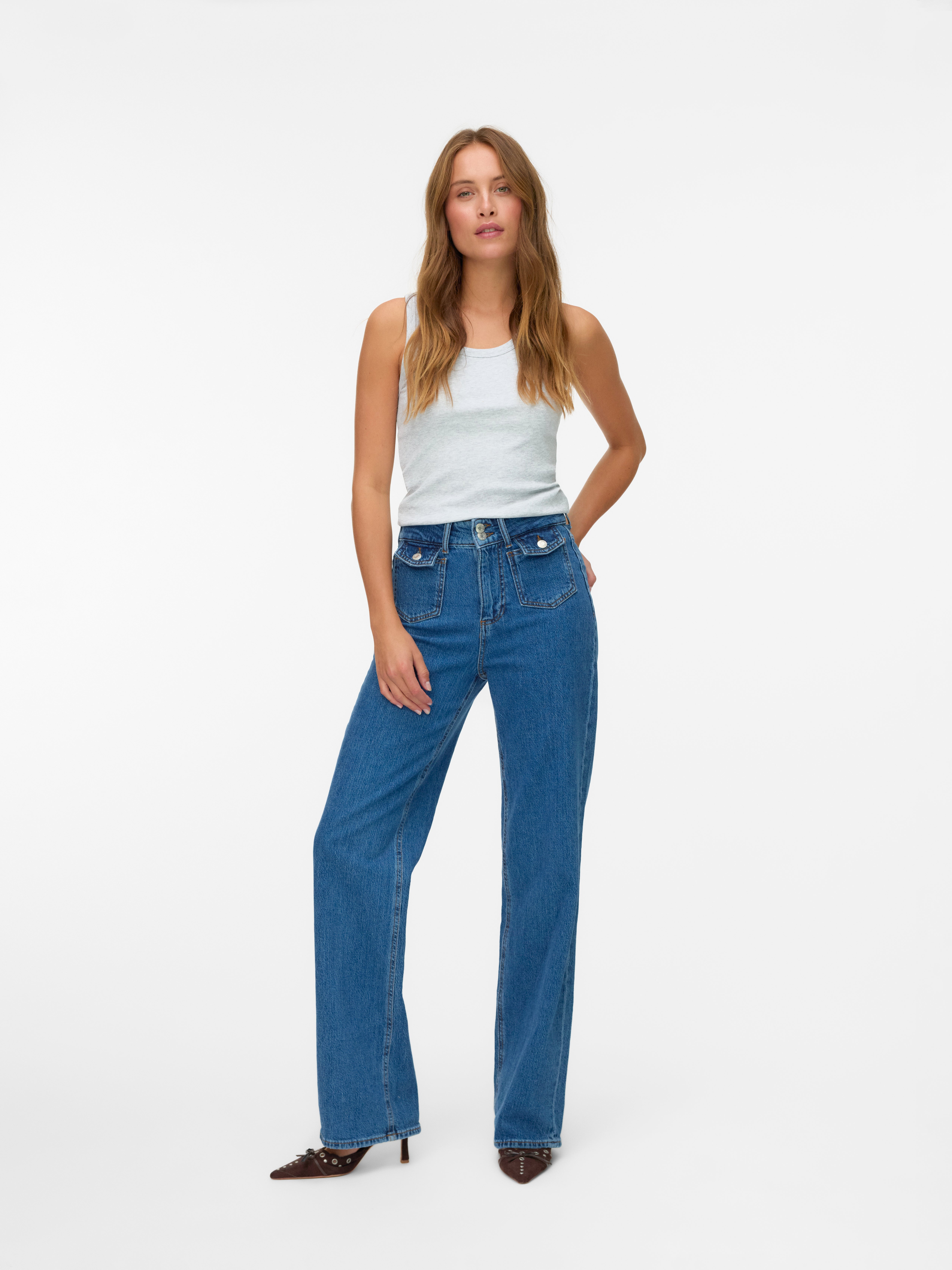 VERO MODA® VMTESSA High rise Wide Fit - Cropped Jeans
