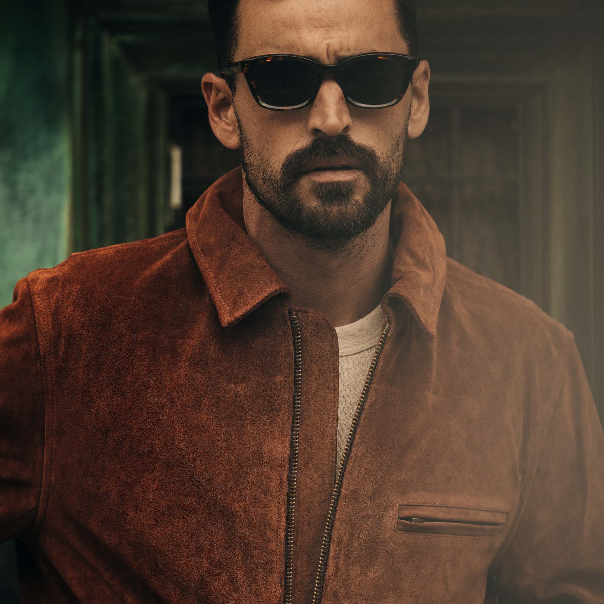 La veste Wyatt en daim chocolat