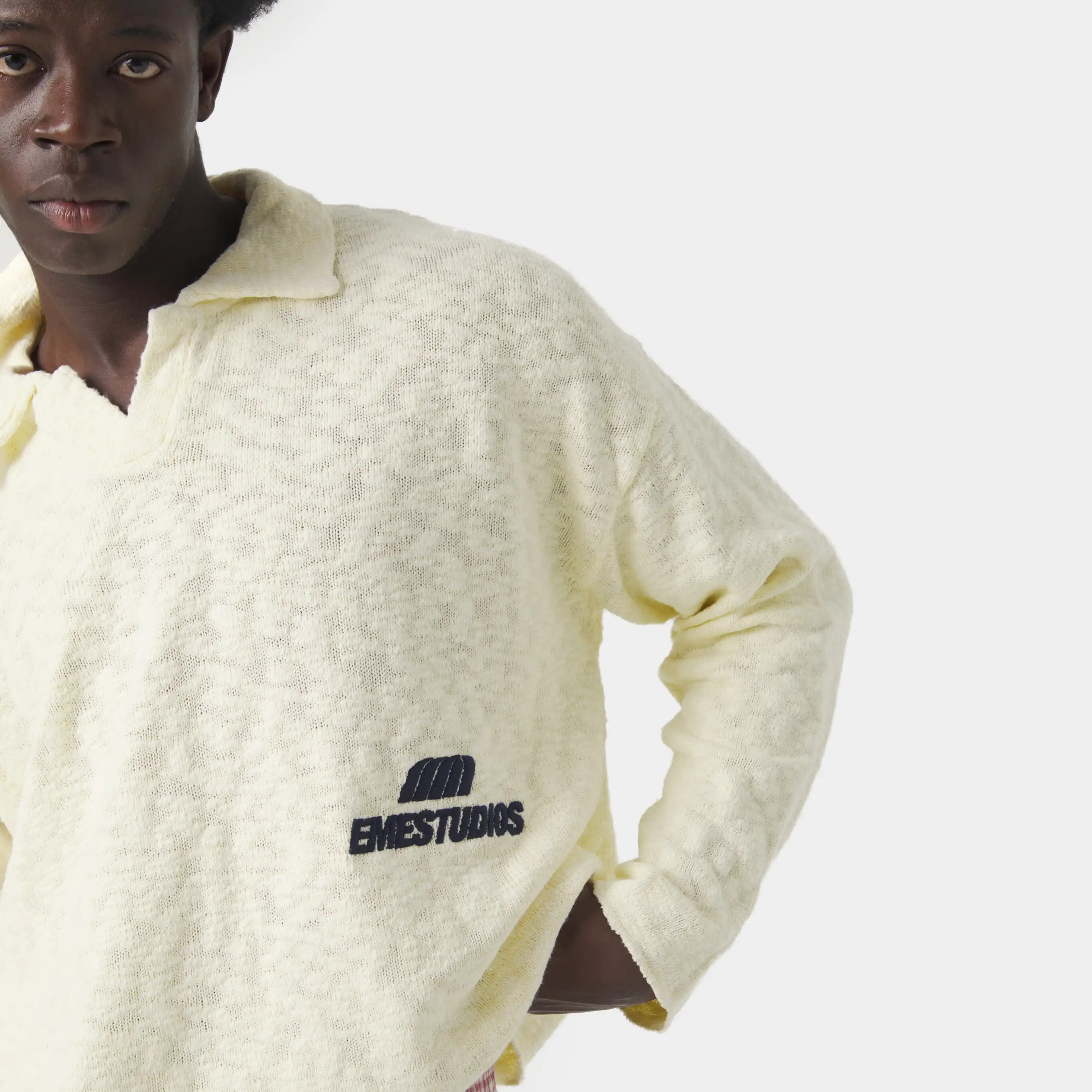 Kiff Off Sand Distressed Knit Polo
