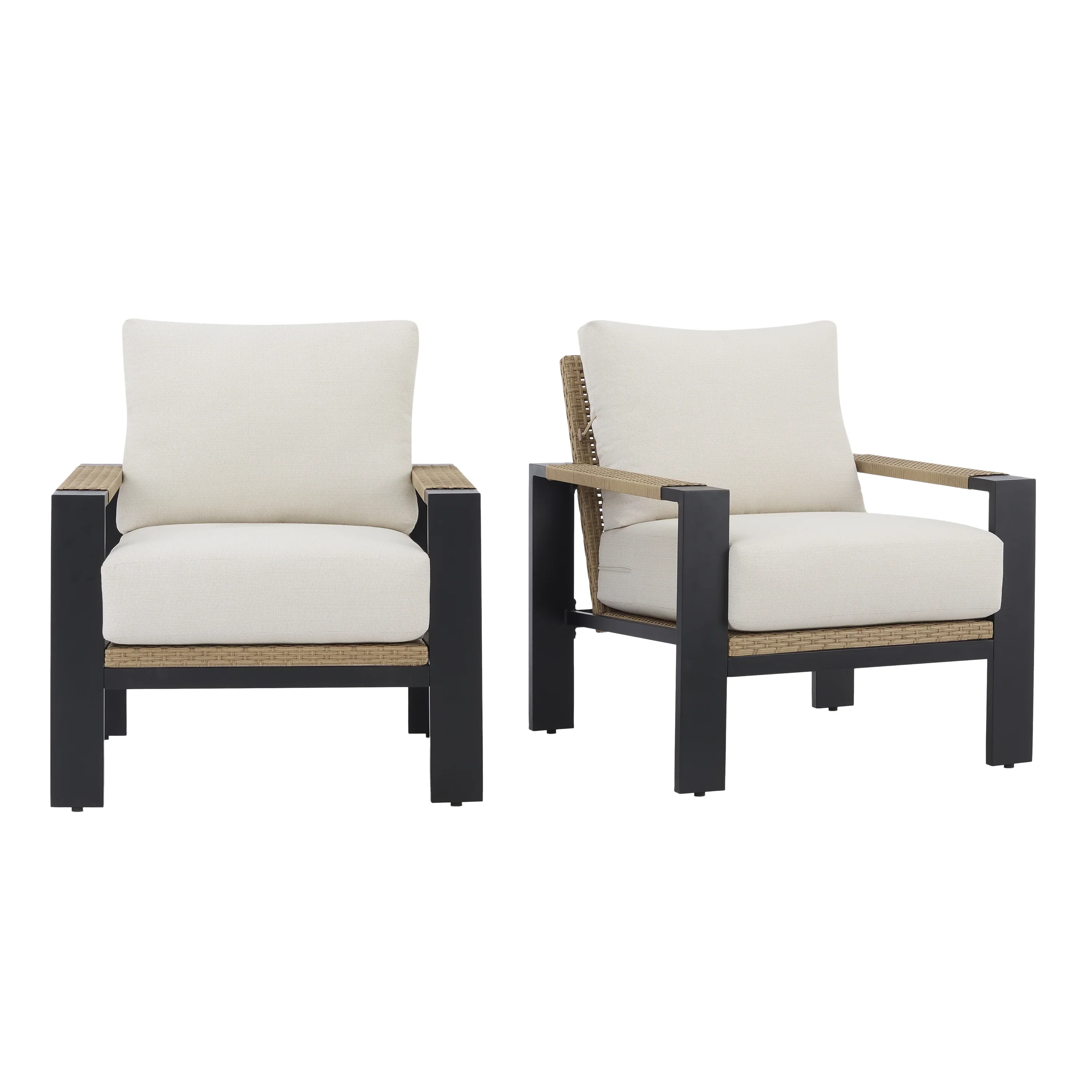Better Homes & Gardens Ventura 2-Piece Outdoor Wicker Chat Chair, Beige