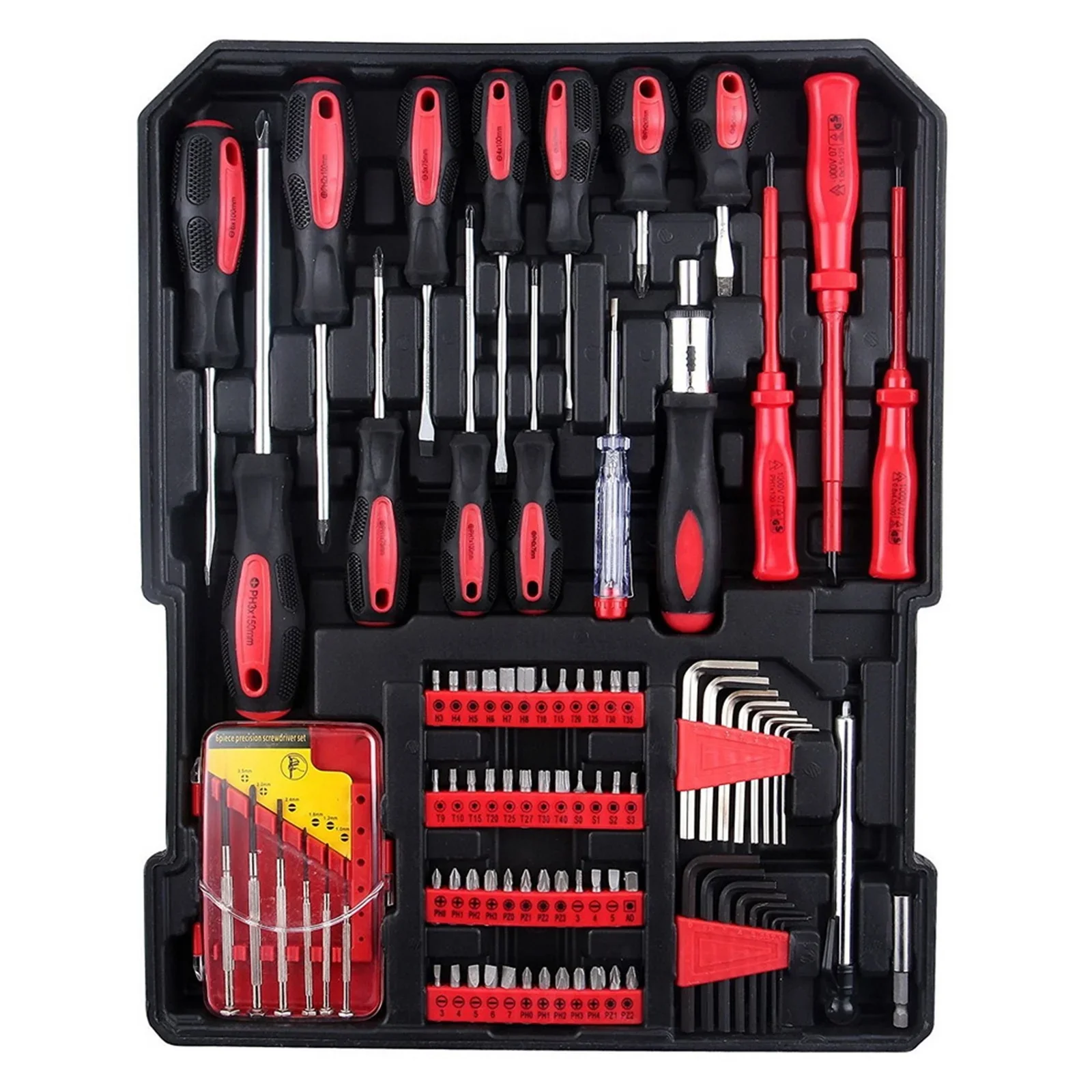 799 Pieces Professional Mechanics Hand Tool Set, Mobile Tool box on Wheels W/Ratchets&Socket, Screwdriver, Tongs, 4-layer Tool Case & Tool Kit, Silver