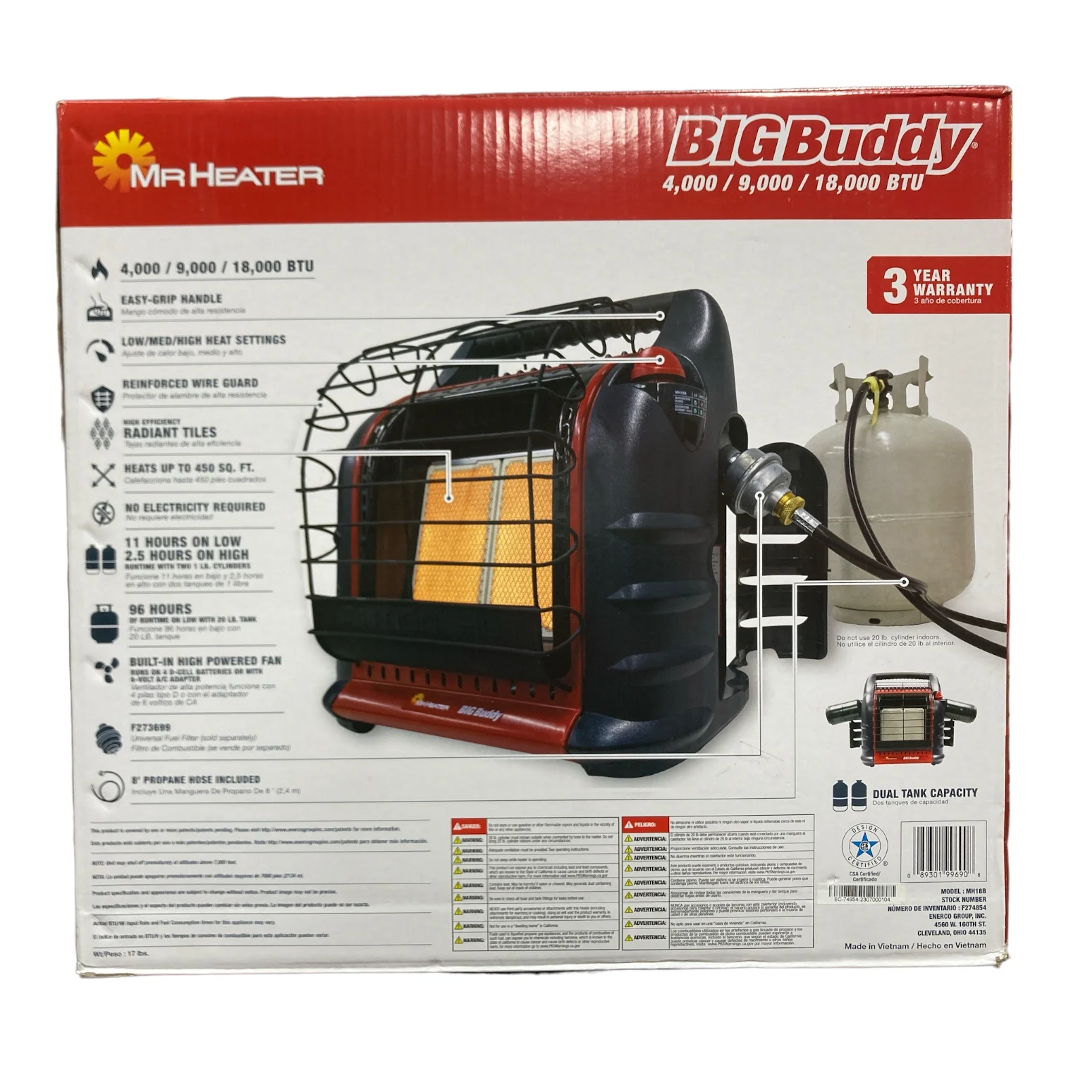Propane Space Heater 18,000 BTU Big Buddy Portable Radiant 450 sq ft - Image 2