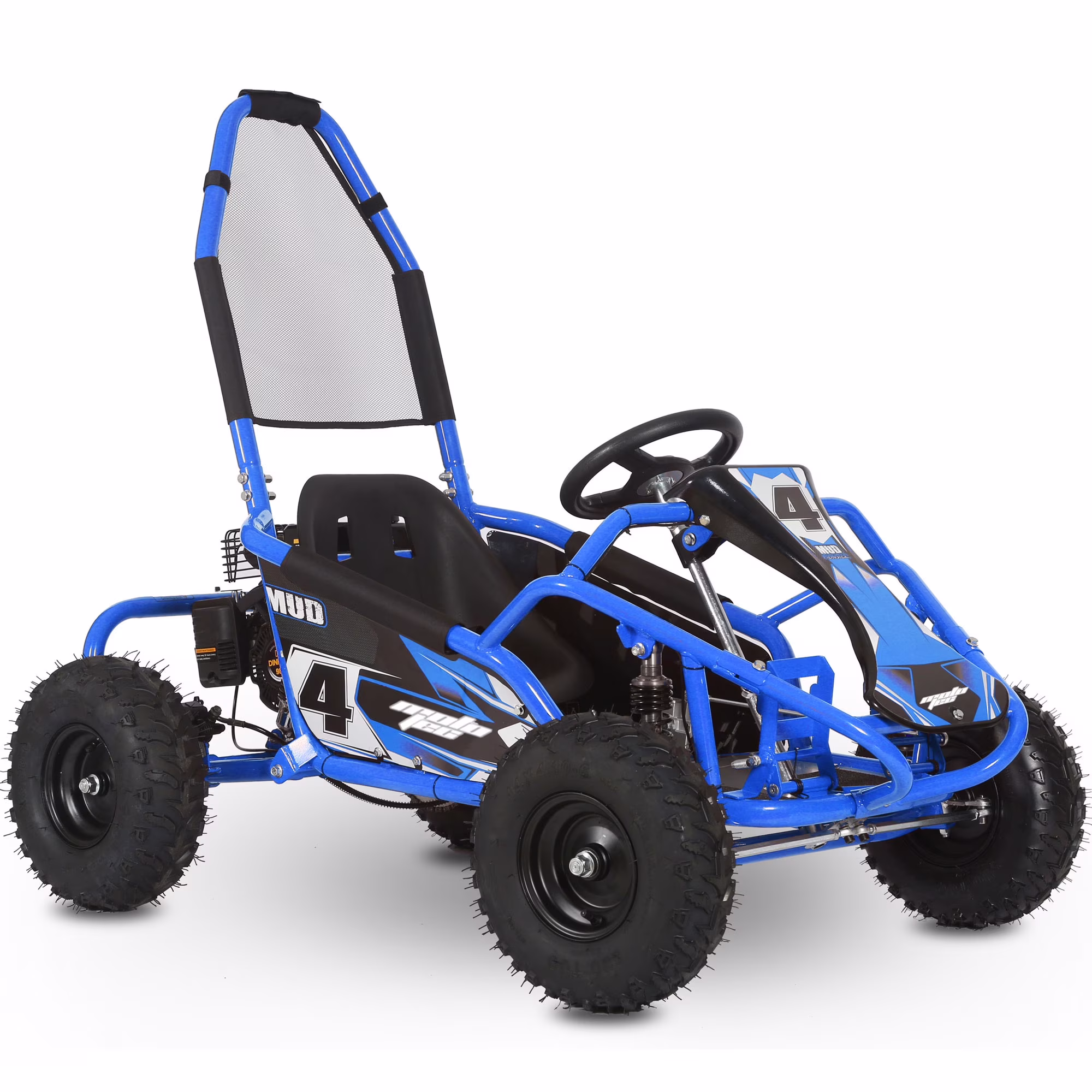 Mud Kids Gas Powered 98cc Go Kart Full Suspension, Blue(Blue)