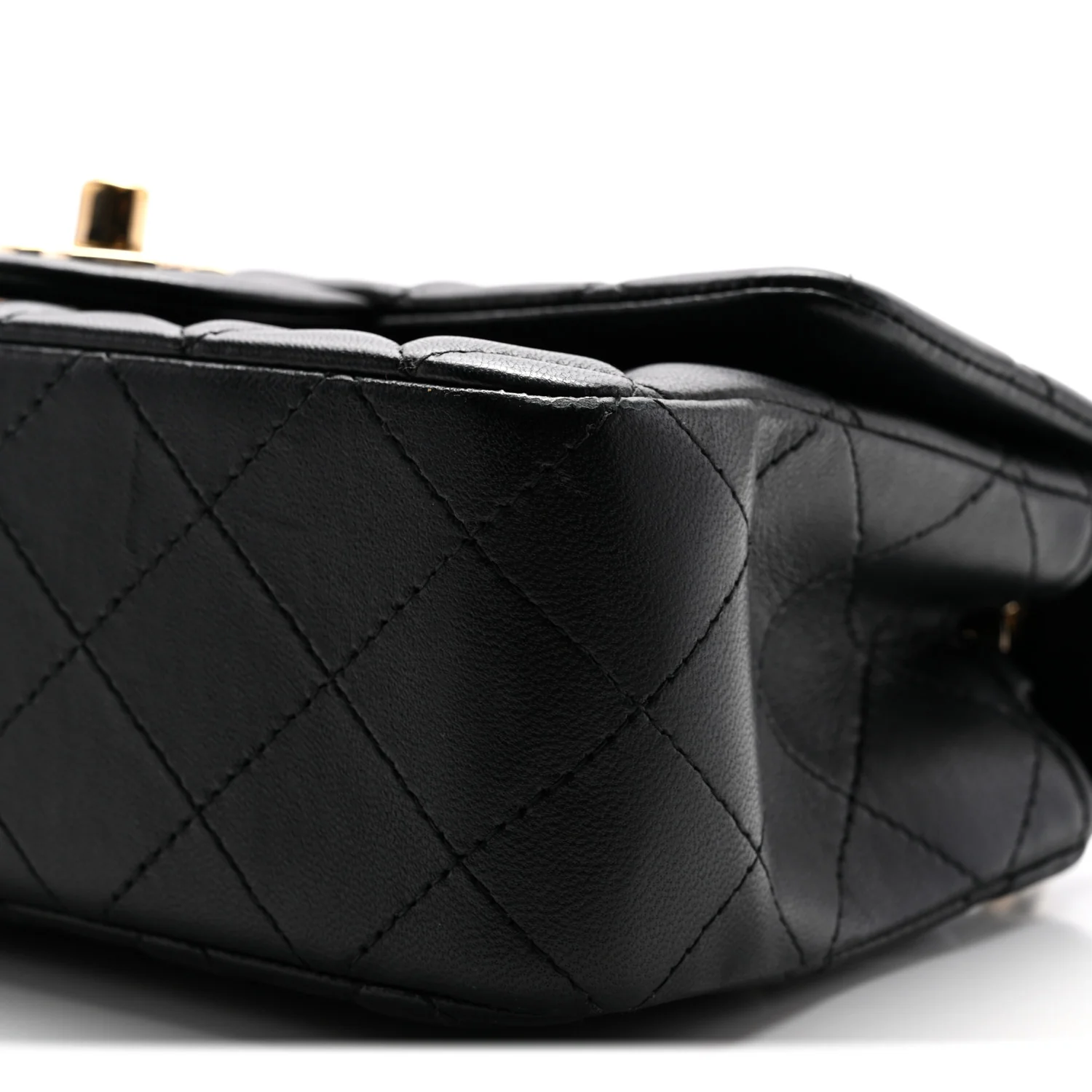 Lambskin Quilted Mini Rectangular Flap Black
