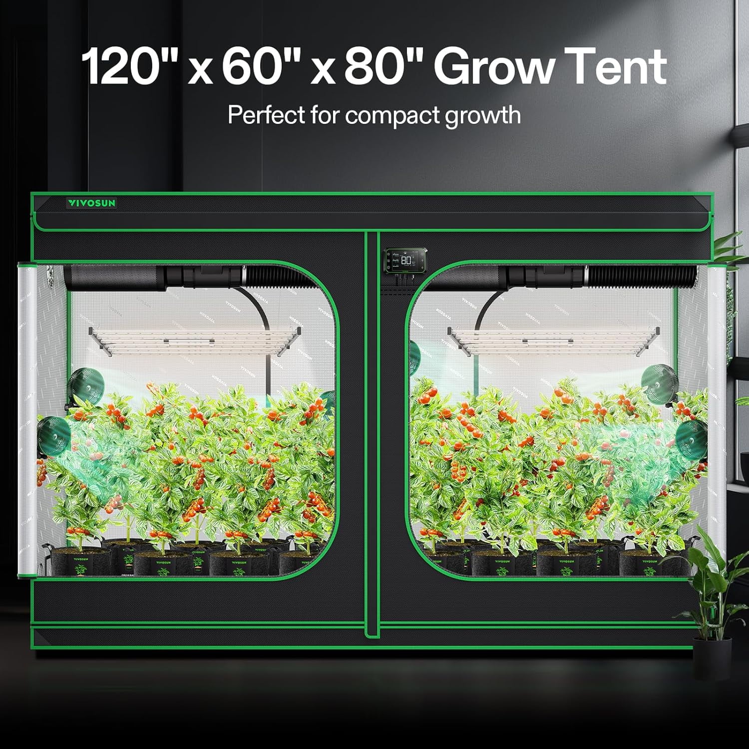 S105 10x5 Grow Tent, 120"x60"x80" High Reflective Mylar with Observation Window and Floor Tray for Hydroponics Indoor Plant for VSF6450 - Image 4