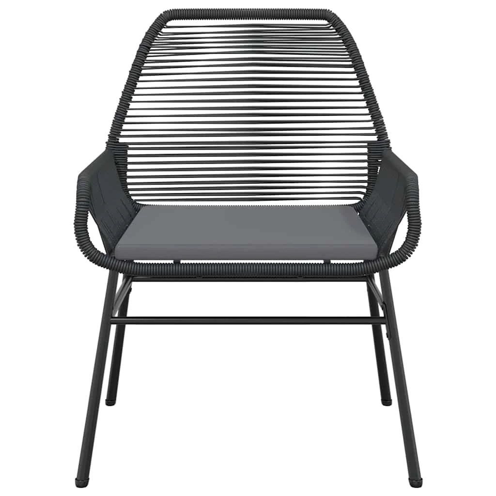 Vidaxl 7 Piece Patio Dining Set with Cushions Black Poly Rattan Glass