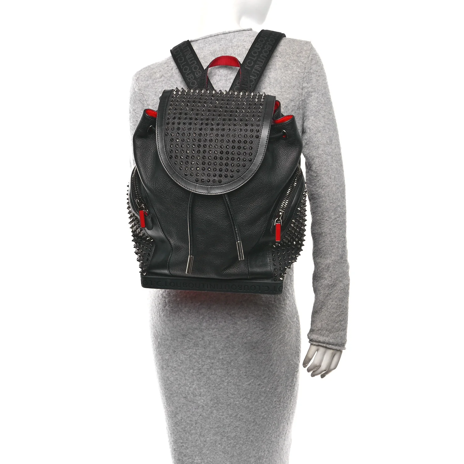 Calfskin Spiked Explorafunk Backpack Black