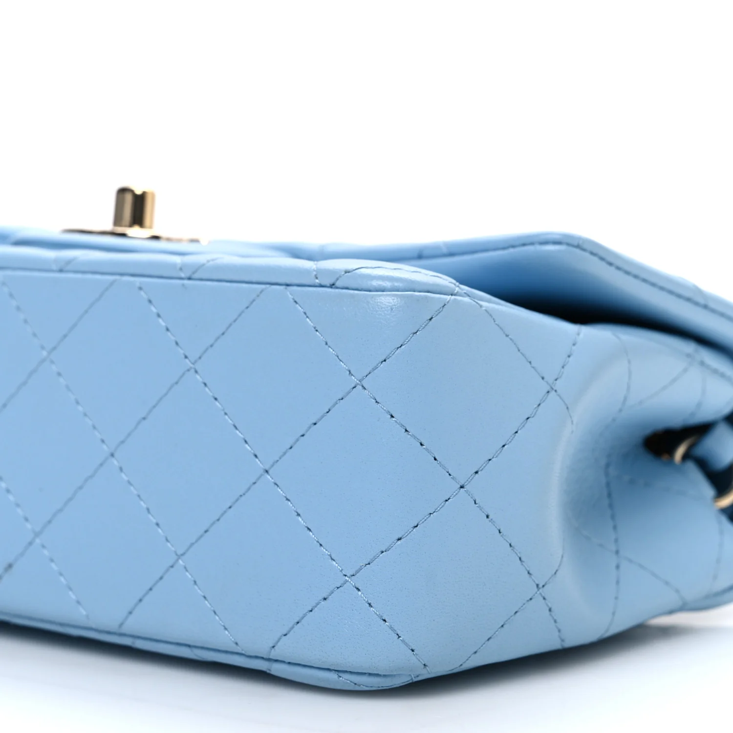 Lambskin Quilted Mini Rectangular Flap Light Blue